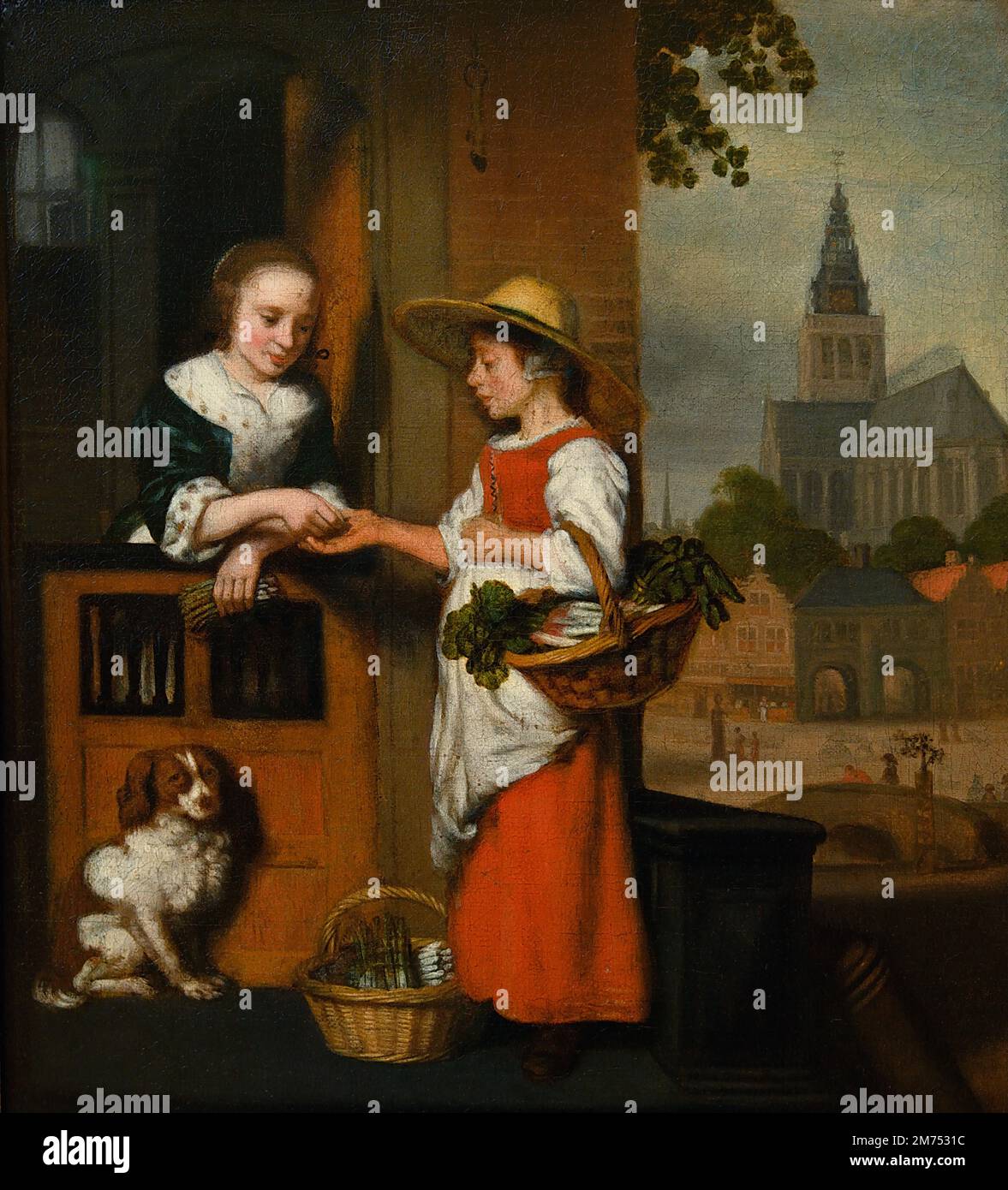 Gemüsehändler 1655-1660 von Nicolaes Maes 1634 - 1693 Niederländisch Niederlande Stockfoto