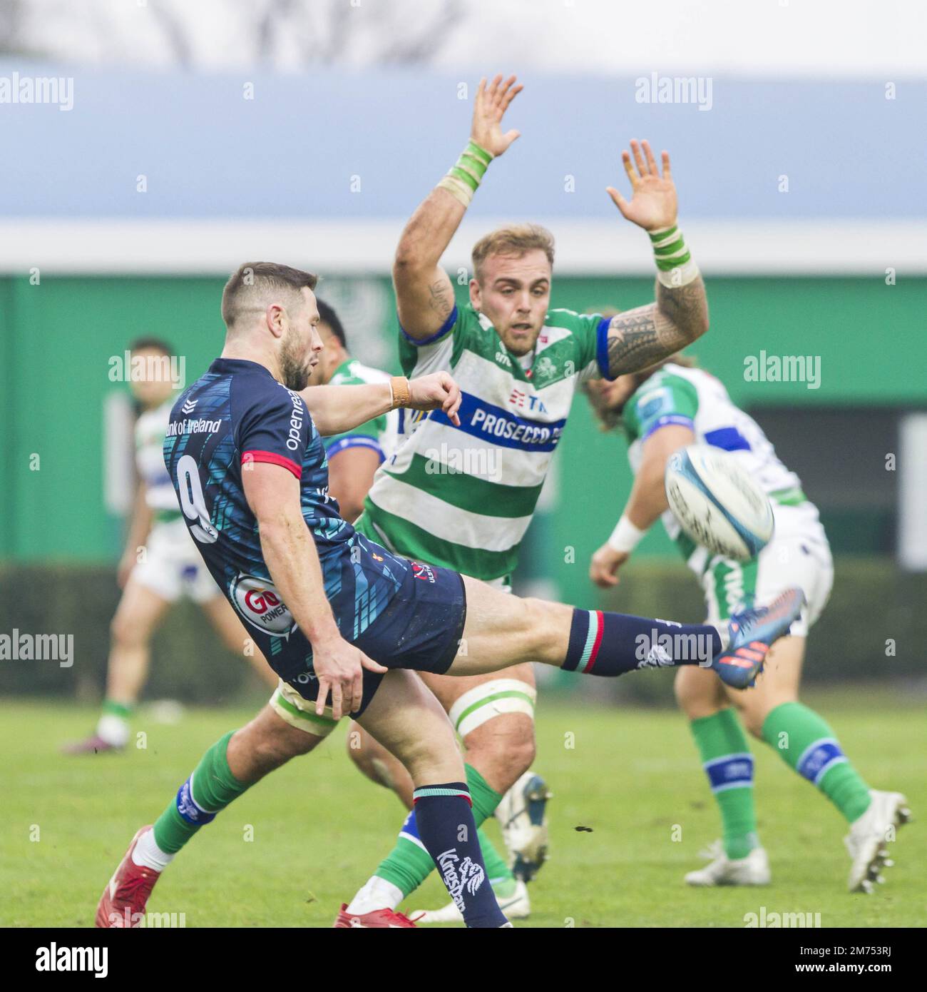 07/01/2023; Foto Alfio Guarise; URC; Stadio Monigo Treviso; Benetton Treviso vs Ulster Rugby; Rugby; während Benetton Rugby vs Ulster Rugby, United Rugby Championship Match in Treviso, Italien, Januar 07 2023 Stockfoto