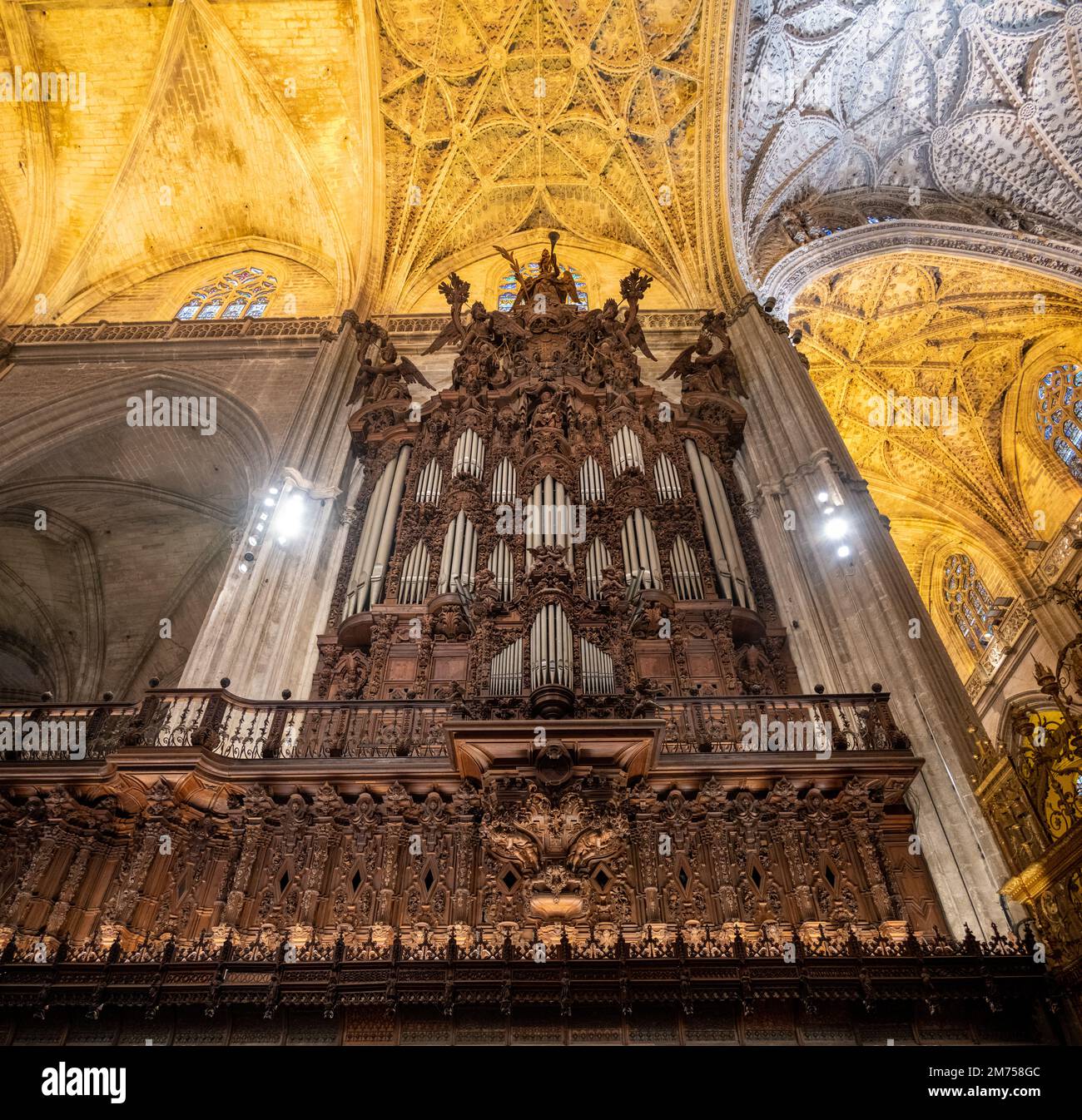 Die Orgel aus der Kathedrale von Sevilla Stockfoto