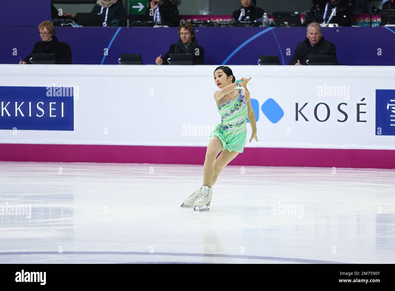 Jia Shin (KOR) tritt am 1. Tag des Junior Women Short Program des ISU Grand Prix of Figure Skating Final Turin 2022 in Torino Palavela auf. Stockfoto