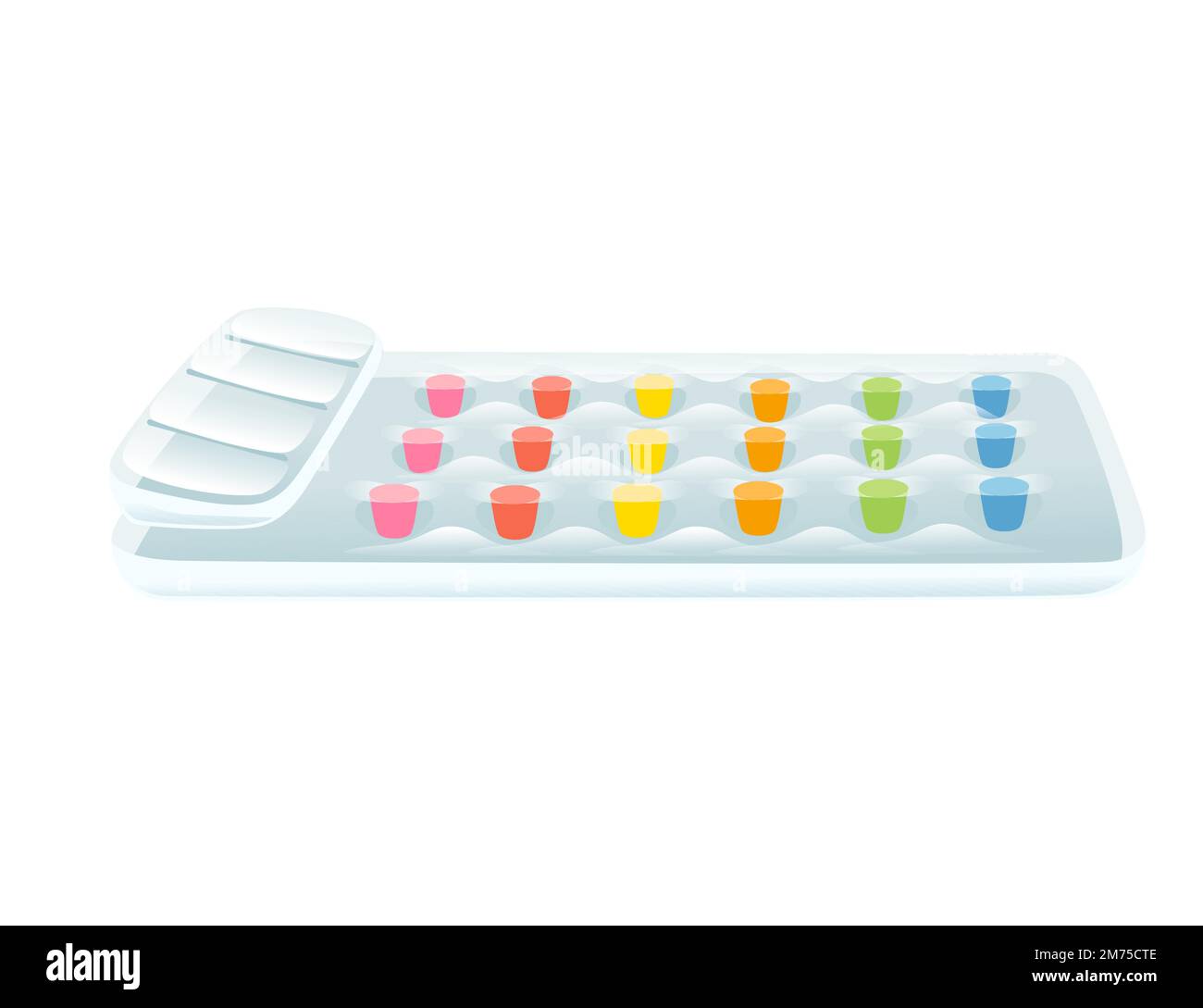 Aufblasbare Wassermatratze für transparentes Material mit farbigen Punkten Vektordarstellung isoliert auf weißem Hintergrund Stock Vektor