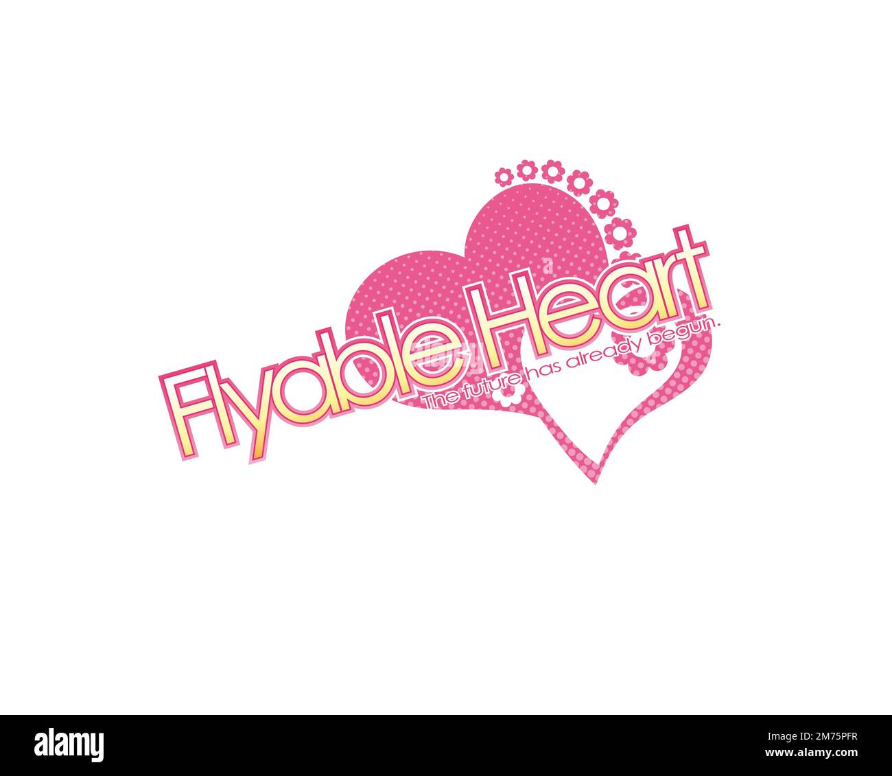 Fliegendes Herz, Gedrehtes Logo, Weißer Hintergrund Stockfoto