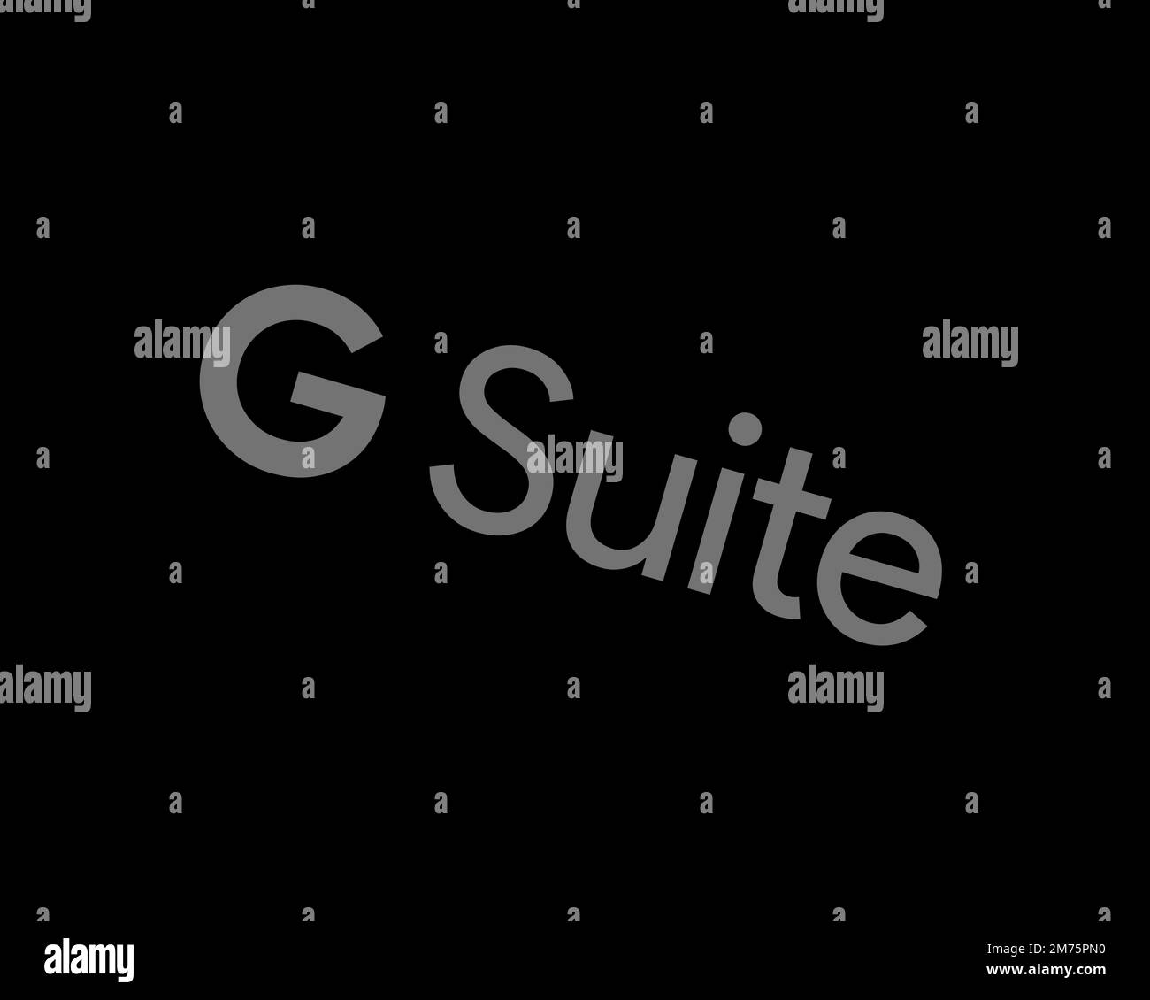 G Suite, gedrehtes Logo, schwarzer Hintergrund B Stockfoto