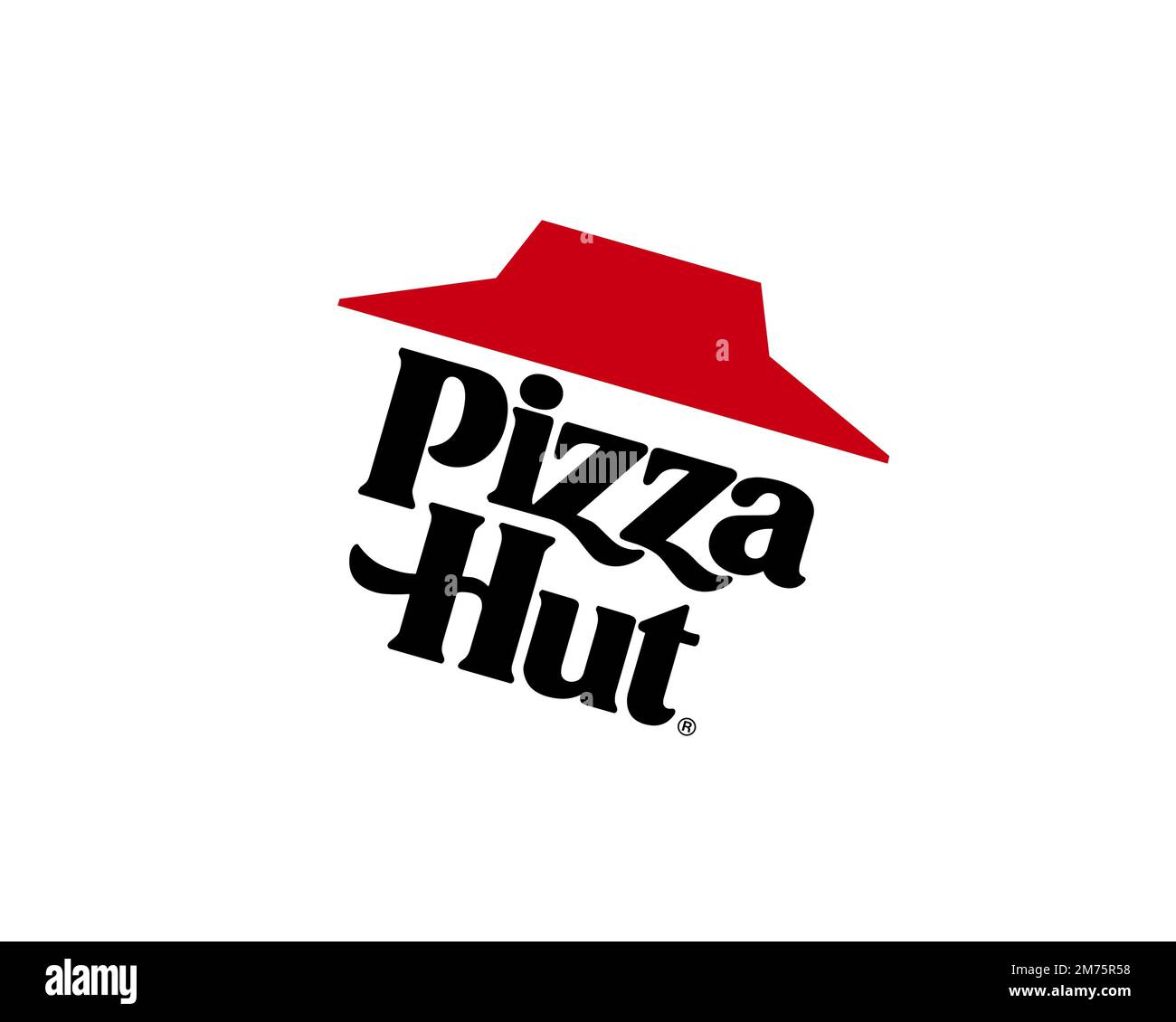 Pizza Hut, gedrehtes Logo, weißer Hintergrund B Stockfoto