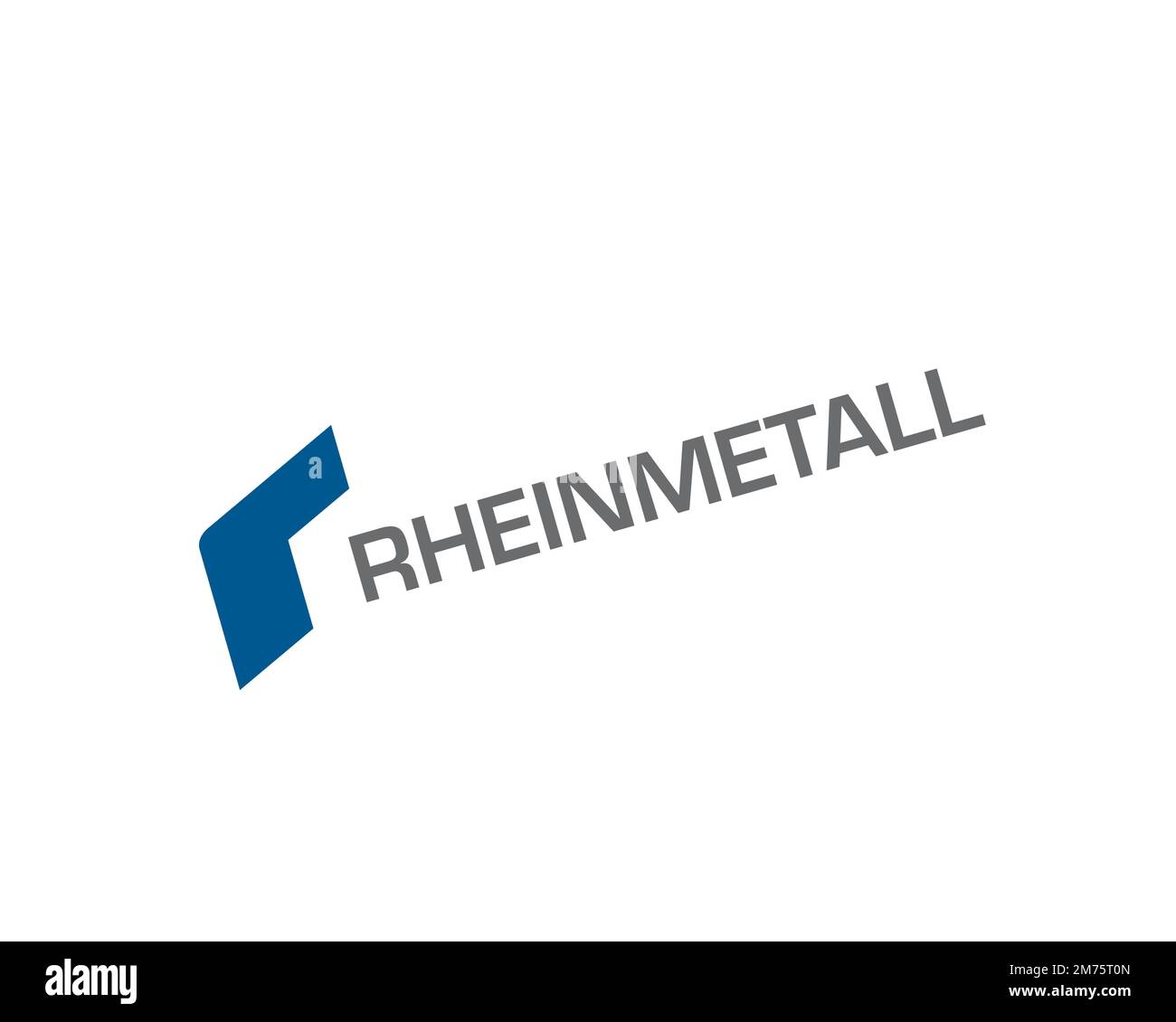 Rheinmetall Algerien, gedrehtes Logo, weißer Hintergrund Stockfoto