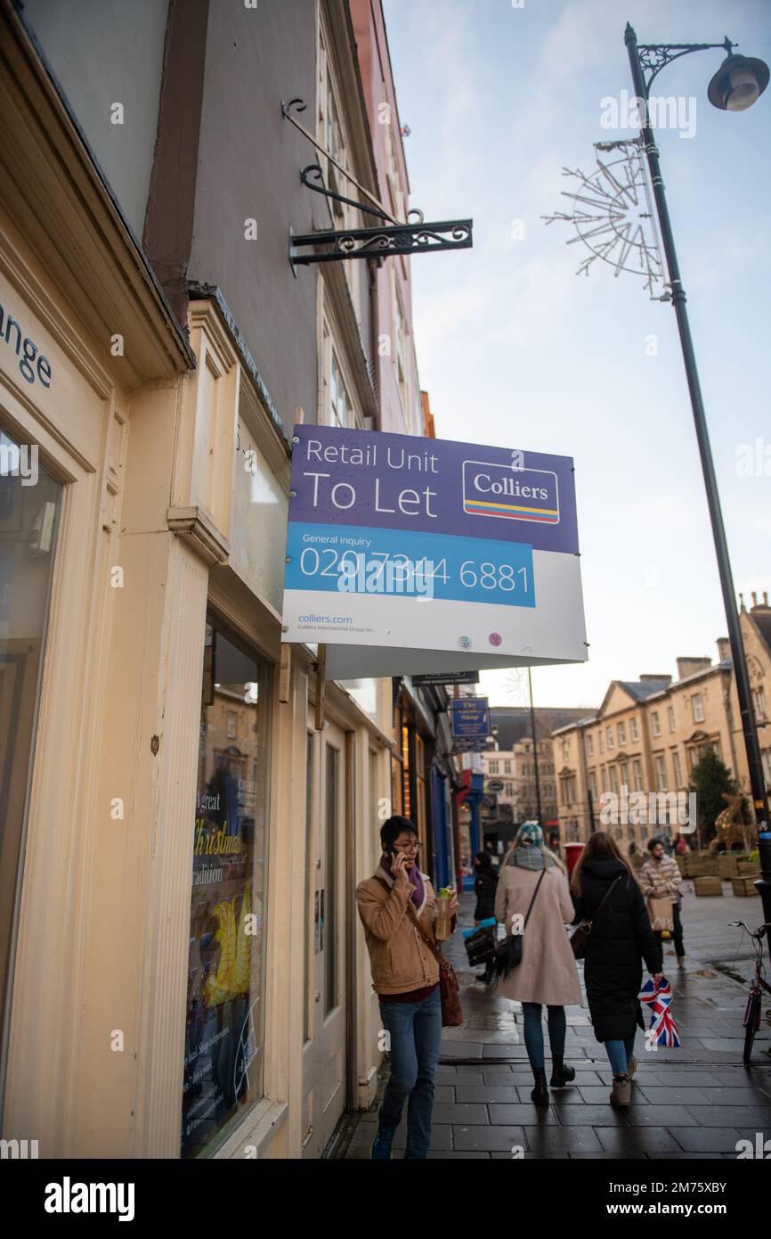 Retail Unit lässt in Oxford unterschreiben, Zeichen für harte Zeiten während der Kosten-Kosten-Krise Stockfoto