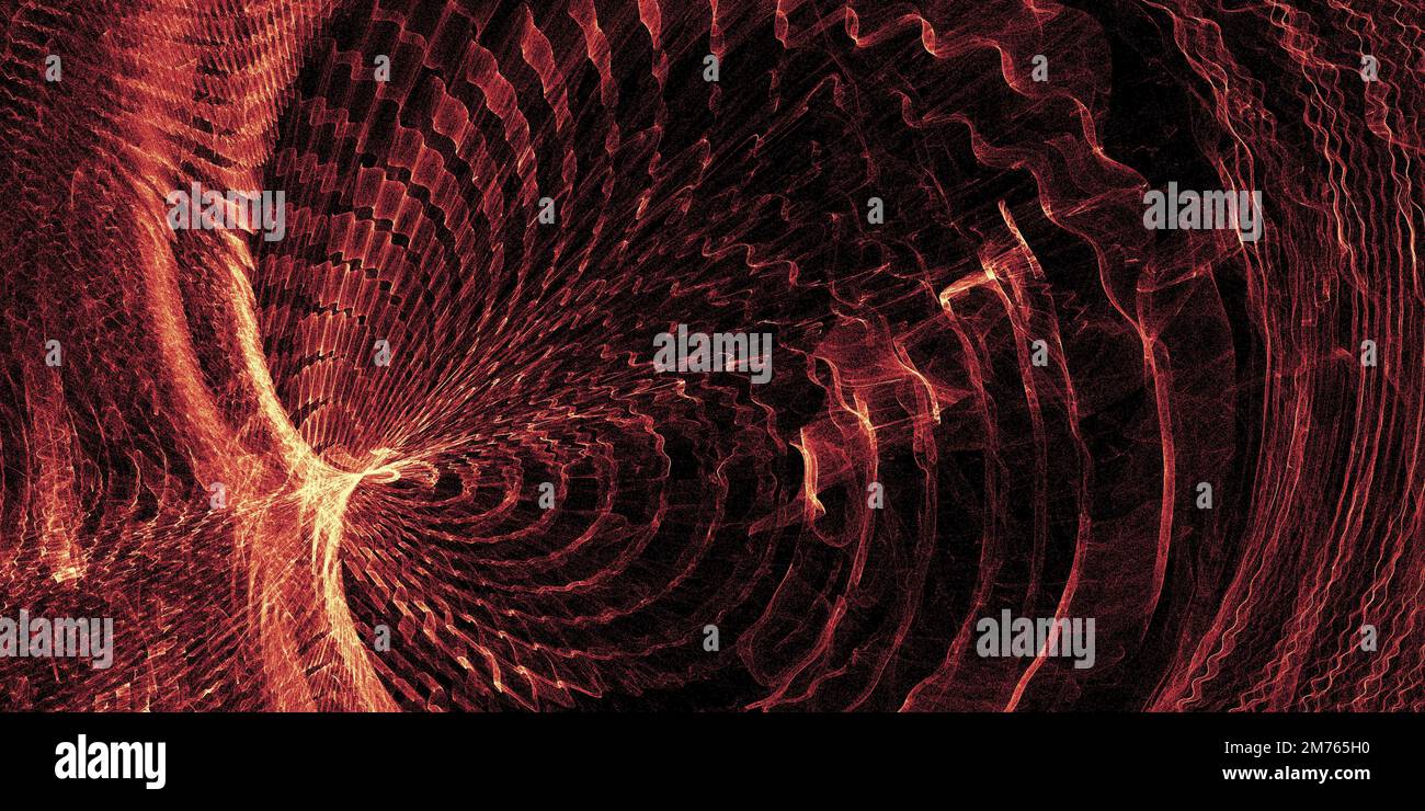 Korngeräuschpartikel. Sand in Form von Wellen. Chladni Sound-Figuren. Vibrations- und Resonanzmuster. Technologischer Hintergrund. Staubüberzug strukturiert Stockfoto