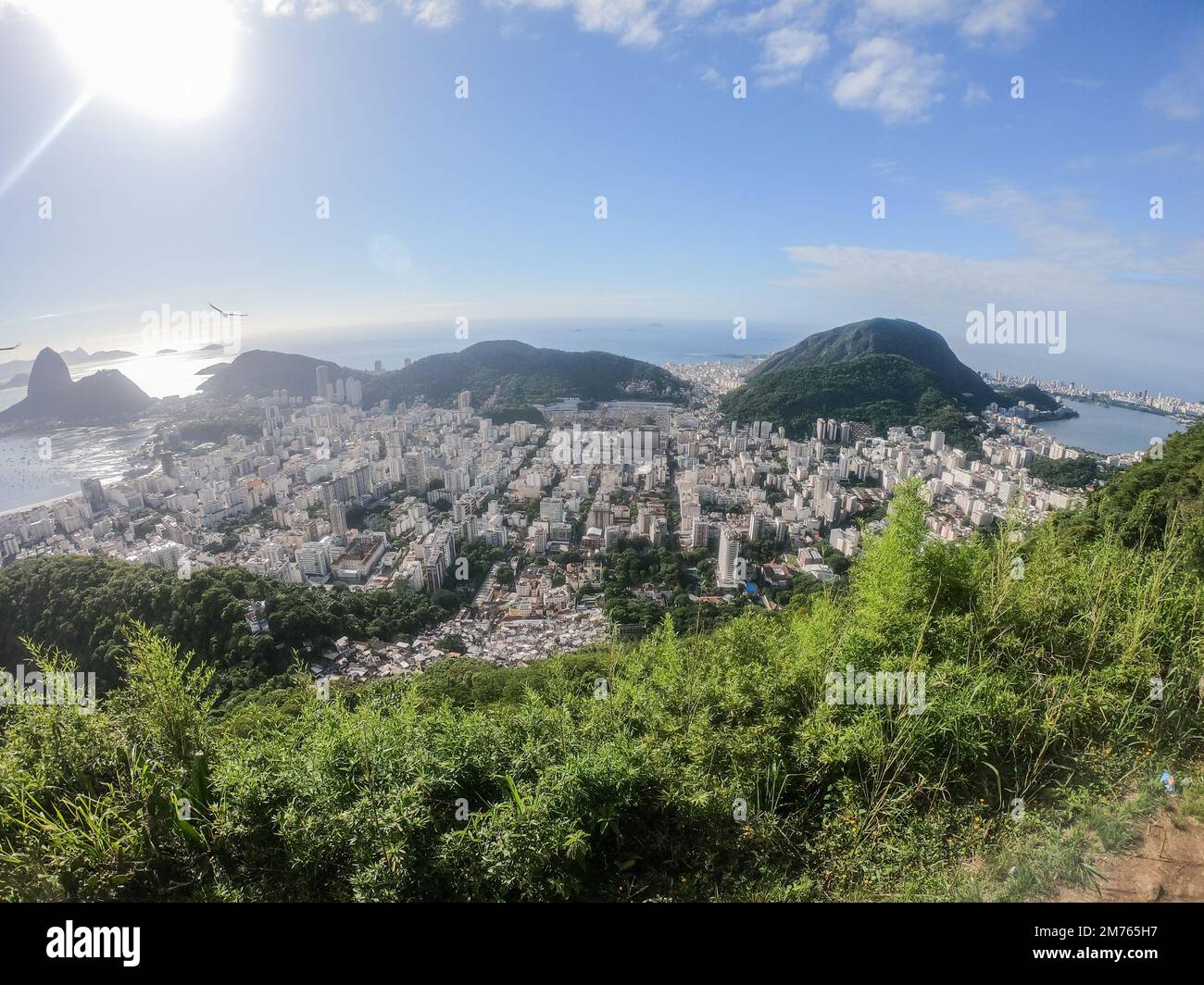 Blick vom Dona marta Aussichtspunkt in Rio de Janeiro. Stockfoto