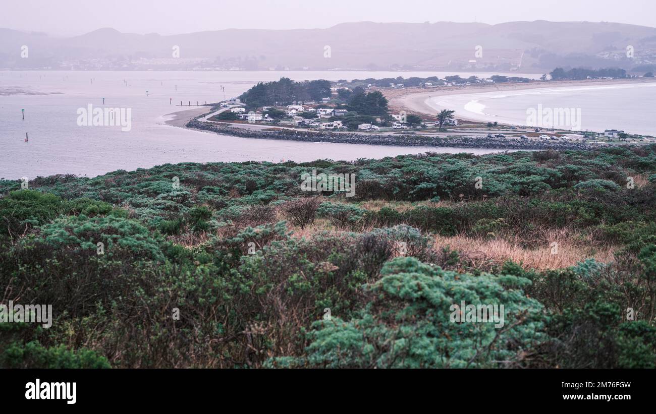 Bodega Bay R.V. Campingplatz an einem düsteren Wintertag in Kalifornien Stockfoto