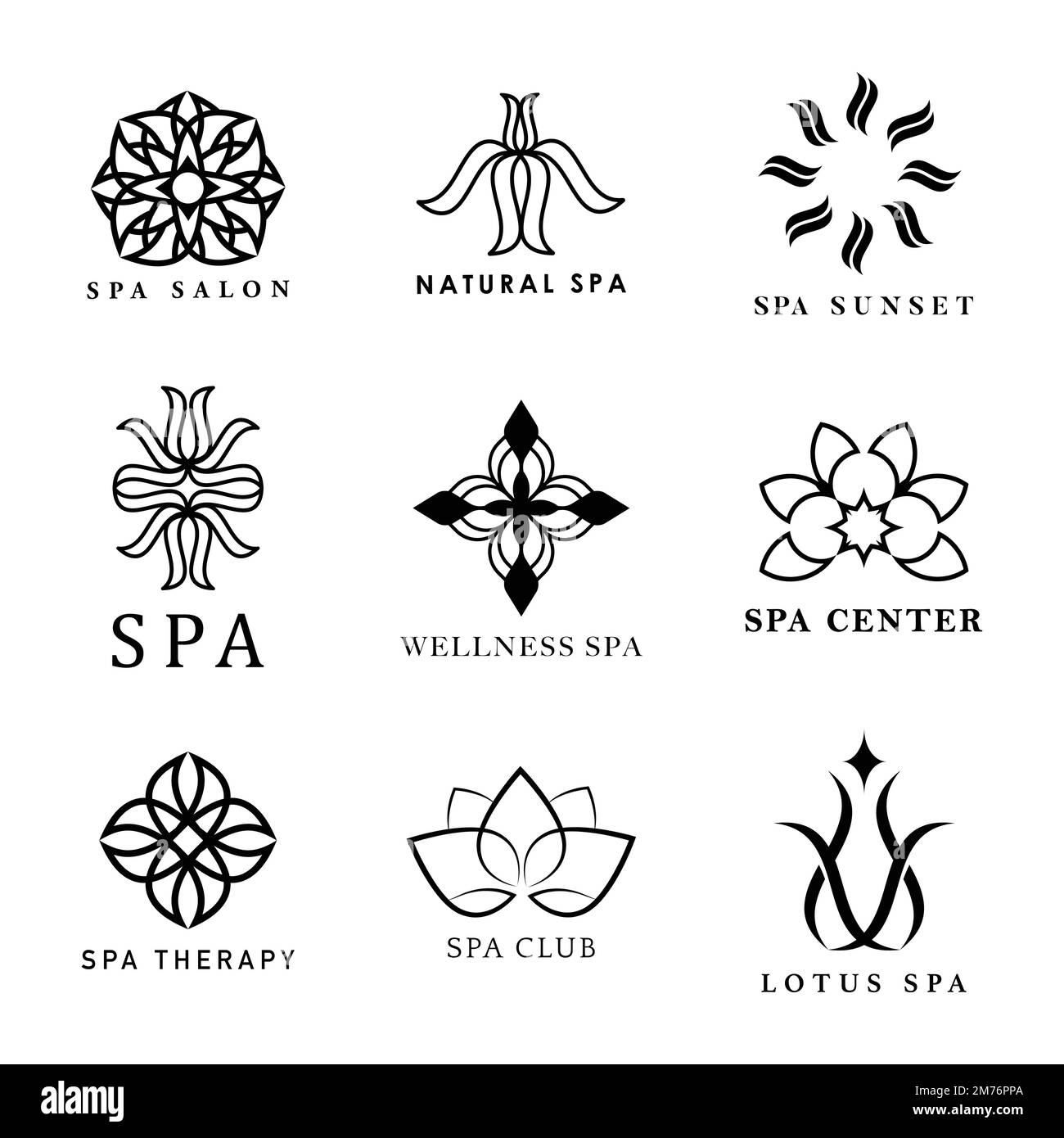 Satz von SPA-Logo-Vektoren Stock Vektor
