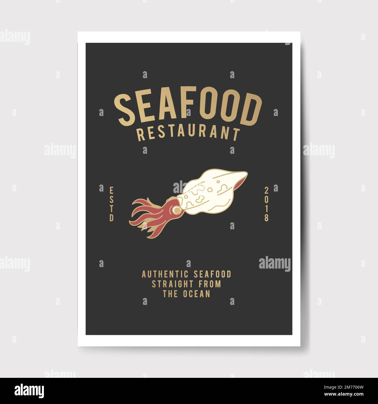 Authentische Meeresfrüchte Restaurant Logo Vektor Stock Vektor