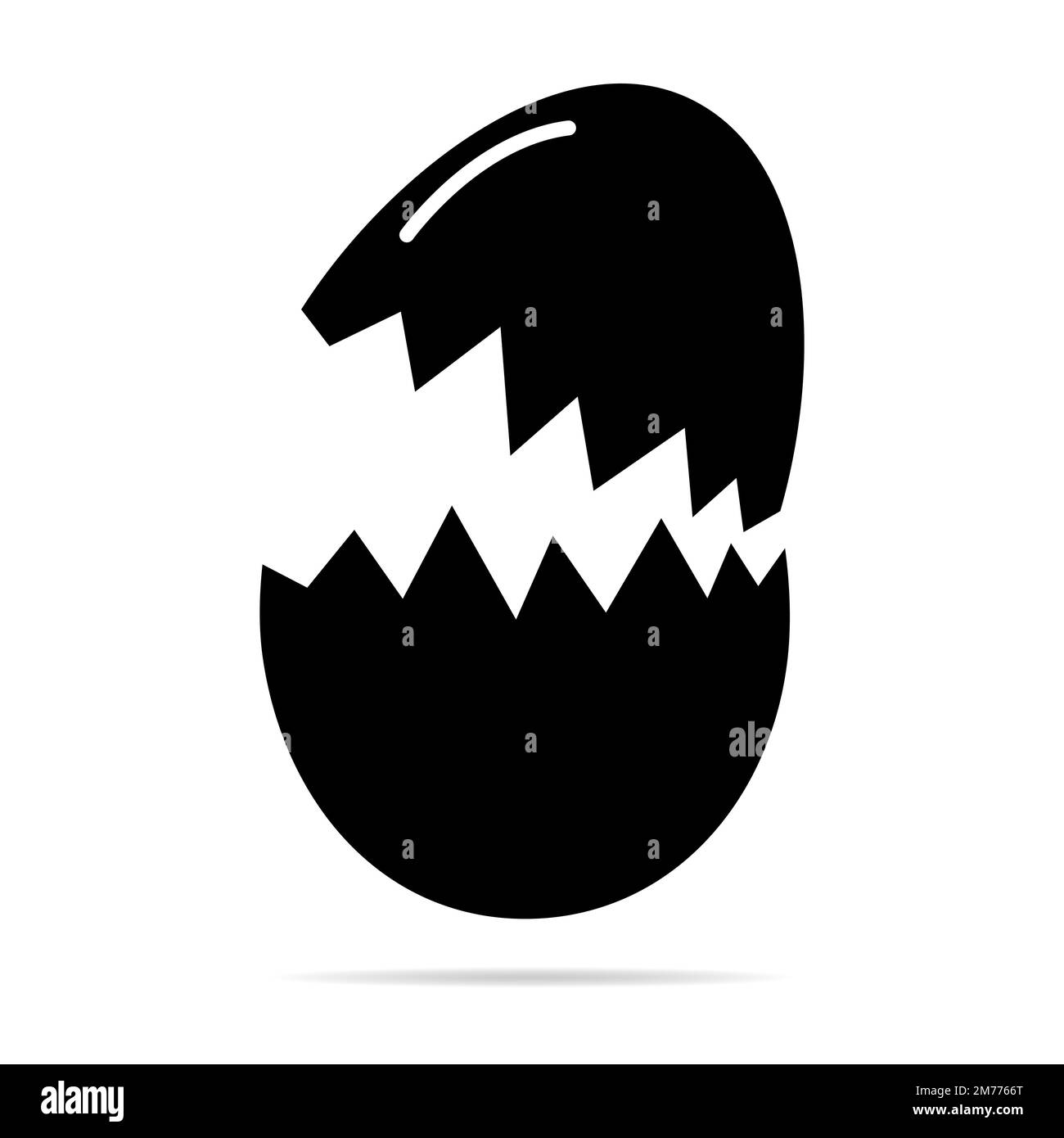 Broken Egg Symbol mit Schatten, Schale ostern Symbol, gesunde Natur Lebensmittel, Vektor-Illustration, Bio-Protein auf dem Bauernhof . Stock Vektor