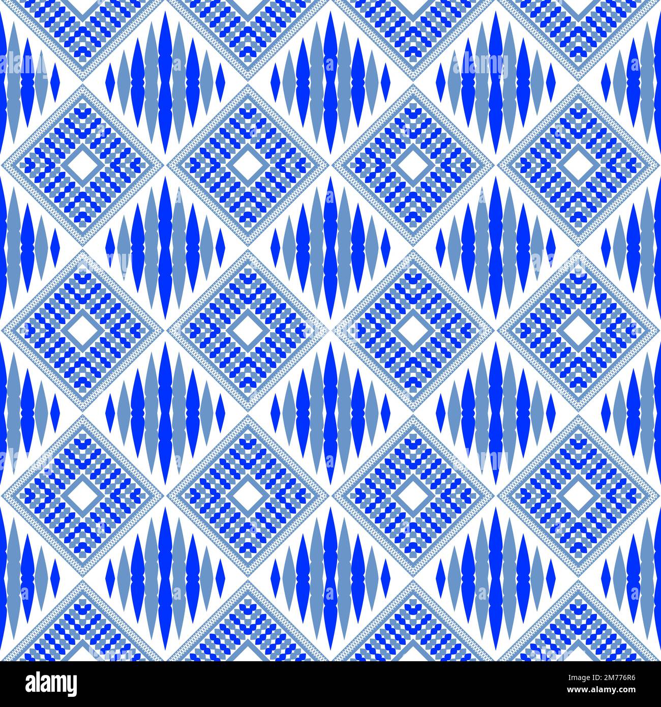 Brillanter abstrakter ethnischer Hintergrund. Nahtloses Muster mit symmetrischen geometrischen Verzierungen. Dekorative, lebendige Tapete. Vektordarstellung Stock Vektor