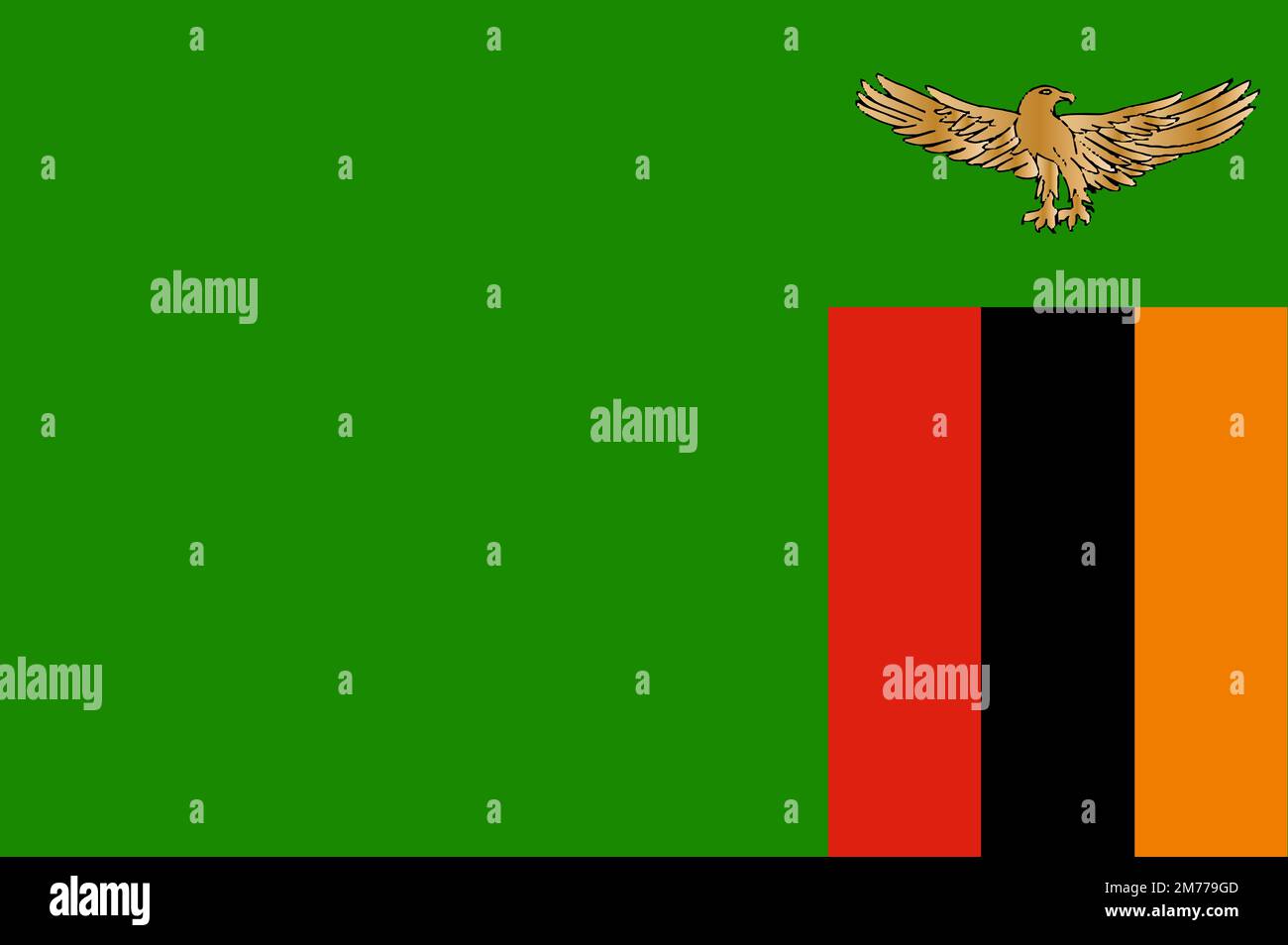 Die Nationalflagge des afrikanischen Landes Sambia Stockfoto