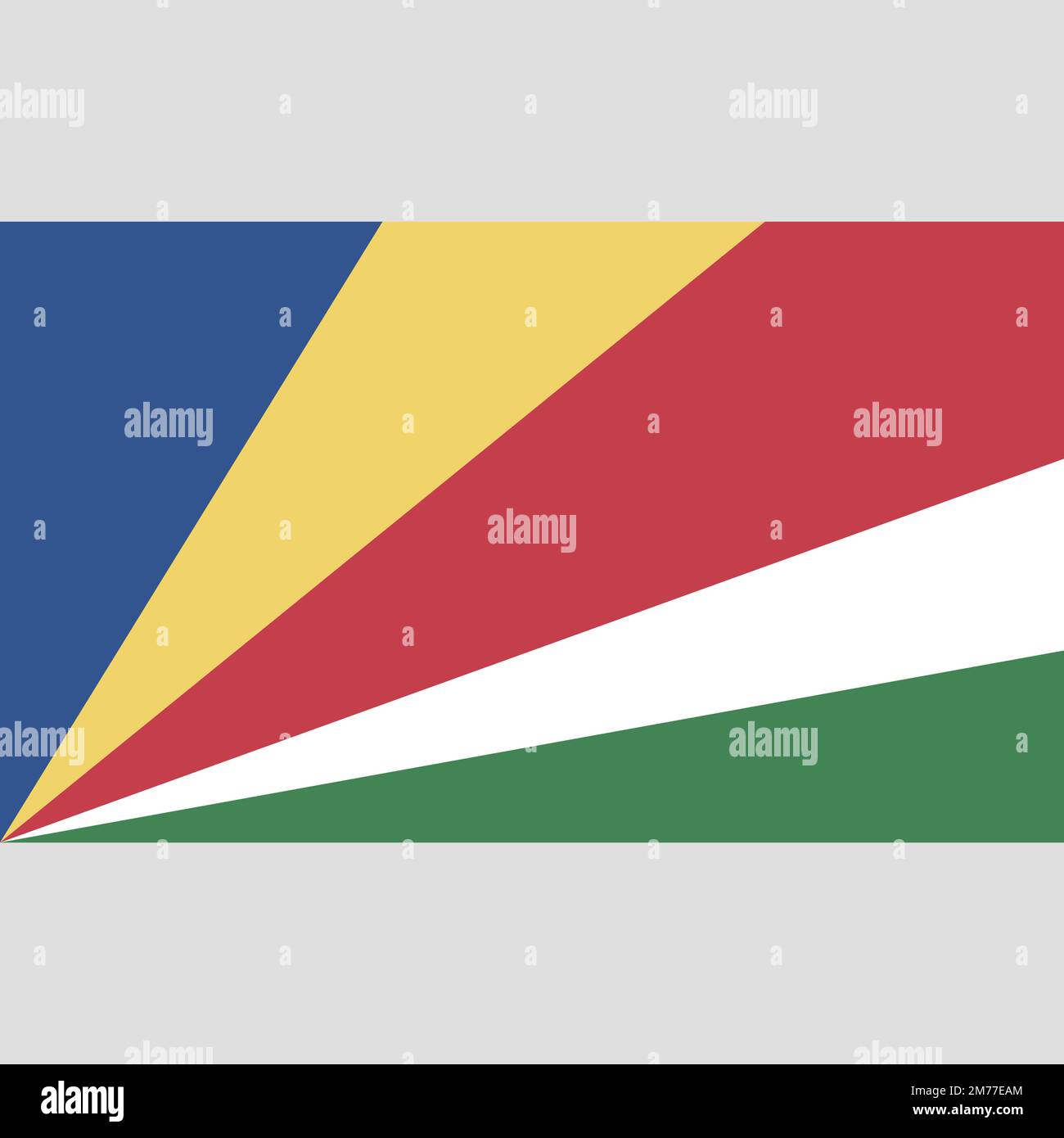Seychellen-Flagge. Offizielle Farben. Richtige Proportionen. Vektordarstellung Stock Vektor