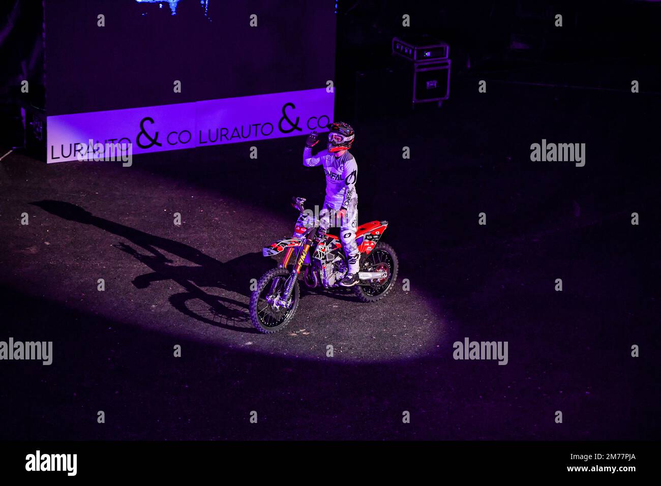 San Sebastian, Spanien. 7. Januar 2023 Maikel Melero vom X-Gravity Freestyle Motocross. Kredit: Julen Pascual Gonzalez/Alamy Live News Stockfoto