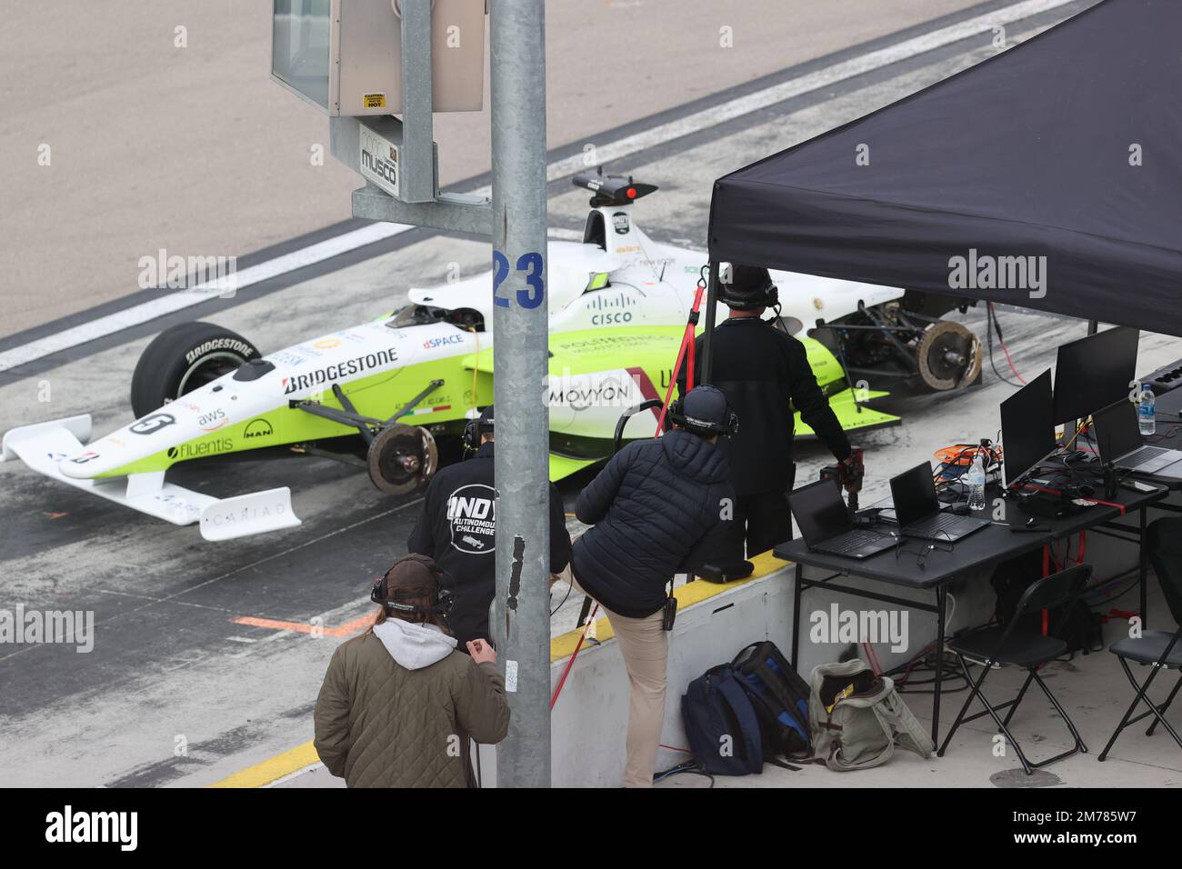 LAS VEGAS, NV - 7. JANUAR: Blick auf die Indy CES Autonomous Race Challenge während der CES 2023 auf dem Las Vegas Motor Speedway am 7. Januar 2023 in Las Vegas, Nevada. Kredit: mpi34/MediaPunch Stockfoto