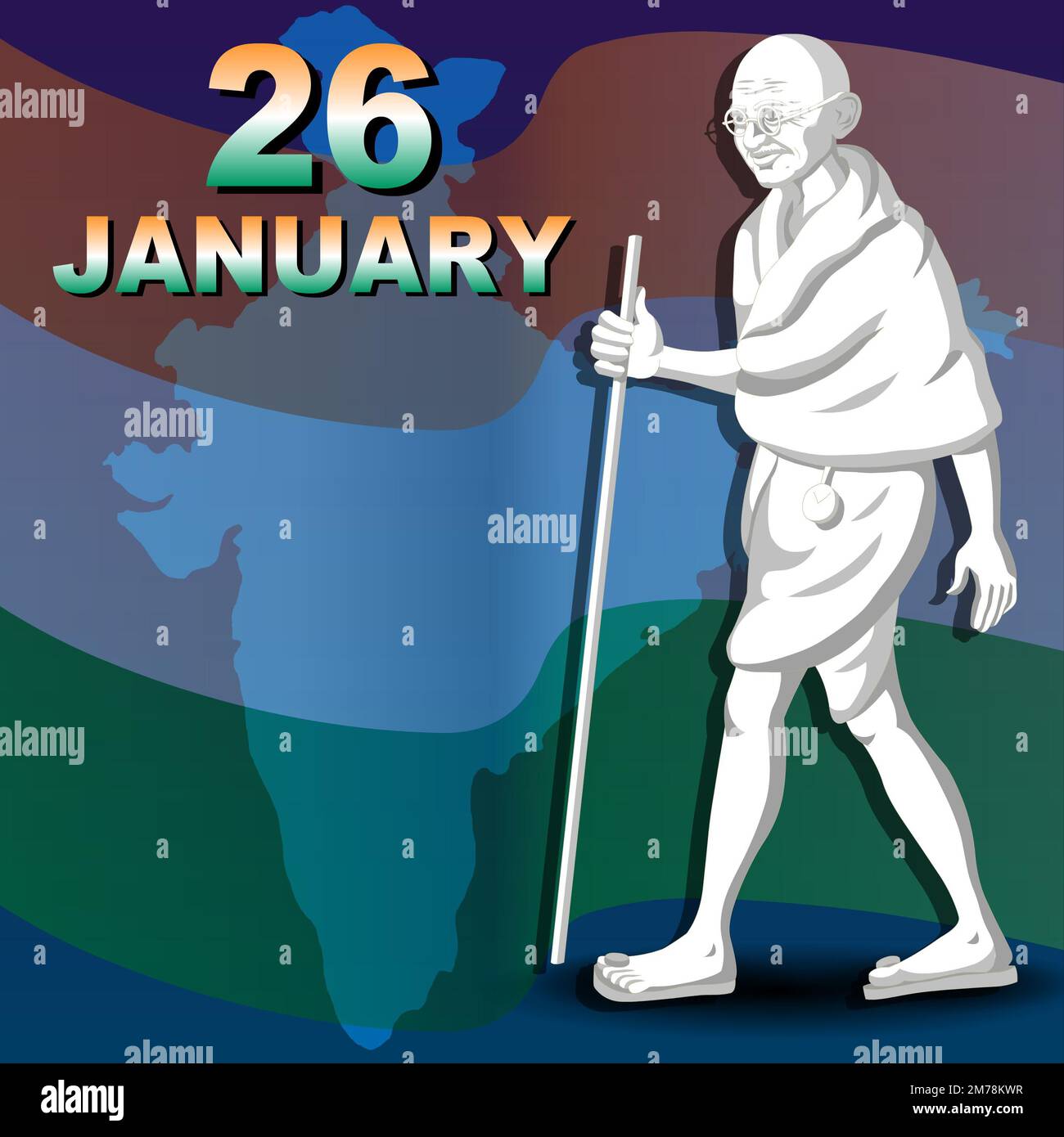 Happy Republic Day - Indien - Mahatma Gandhi Stockfoto