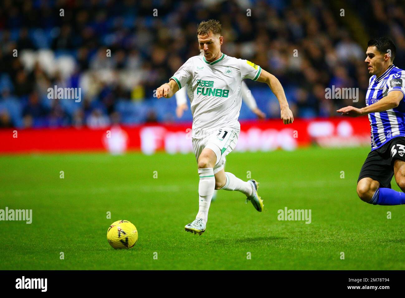 Hillsborough Stadium, Sheffield, England - 7. Januar 2023 Matt Ritchie (11) of Newcastle United - während des Spiels Sheffield Wednesday V Newcastle United, Emirates FA Cup, 2022/23, Hillsborough Stadium, Sheffield, England - 7. Januar 2023 Kredit: Arthur Haigh/WhiteRosePhotos/Alamy Live News Stockfoto