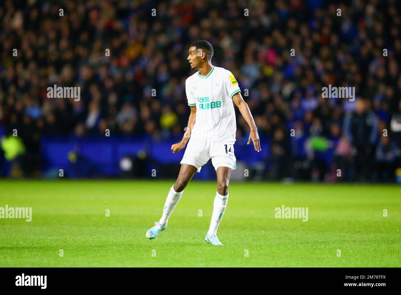 Hillsborough Stadium, Sheffield, England - 7. Januar 2023 Alexander Isak (14) of Newcastle United - während des Spiels Sheffield Wednesday V Newcastle United, Emirates FA Cup, 2022/23, Hillsborough Stadium, Sheffield, England - 7. Januar 2023 Kredit: Arthur Haigh/WhiteRosePhotos/Alamy Live News Stockfoto