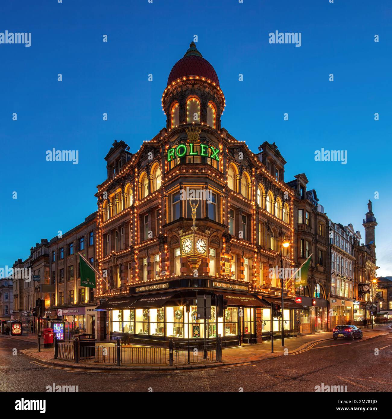 Northern Goldschmiths at Dusk, Newcastle upon Tyne, Tyne and Wear, England, Vereinigtes Königreich Stockfoto