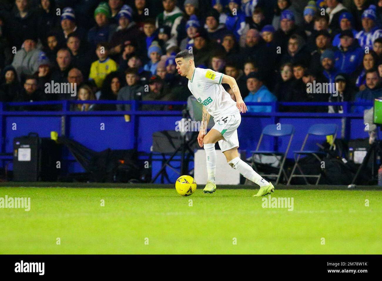 Hillsborough Stadium, Sheffield, England - 7. Januar 2023 Miguel Almiron (24) of Newcastle United - während des Spiels Sheffield Wednesday V Newcastle United, Emirates FA Cup, 2022/23, Hillsborough Stadium, Sheffield, England - 7. Januar 2023 Kredit: Arthur Haigh/WhiteRosePhotos/Alamy Live News Stockfoto