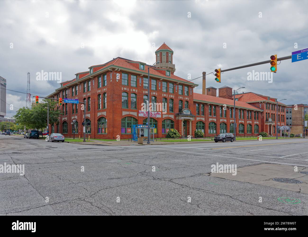 Das Tower Press Building, heute eine Künstlergemeinschaft, wurde 1907 als H. Black Garment Factory Building erbaut und später an Tower Press verkauft. Stockfoto