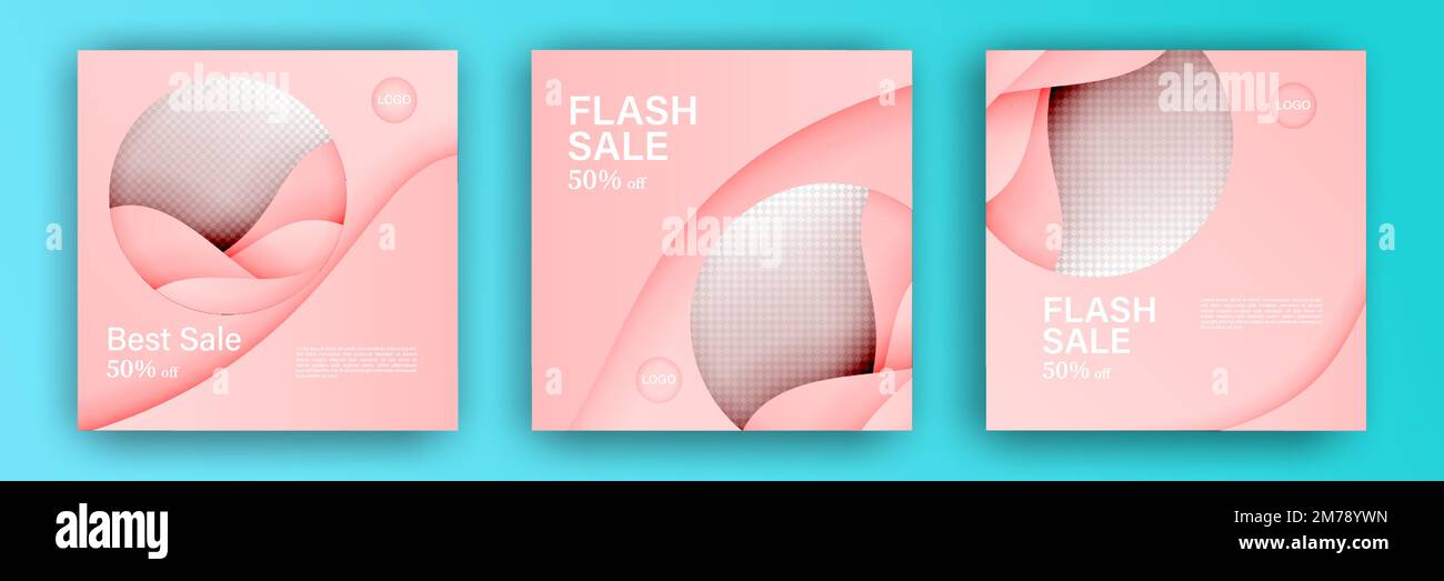 Editierbare Vorlagen für Social Media-Beiträge, Facebook-Meldungen, Instagram-Storysammlungen und Post-Frames, Layout-Designs, Mockup für Marketingaktionen Stock Vektor