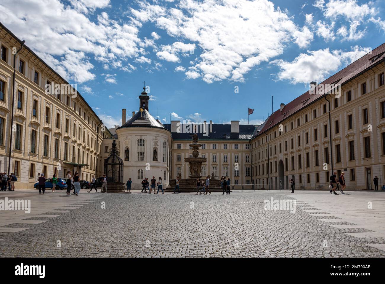 Innenhof des tschechischen Präsidentensitzes. Stockfoto