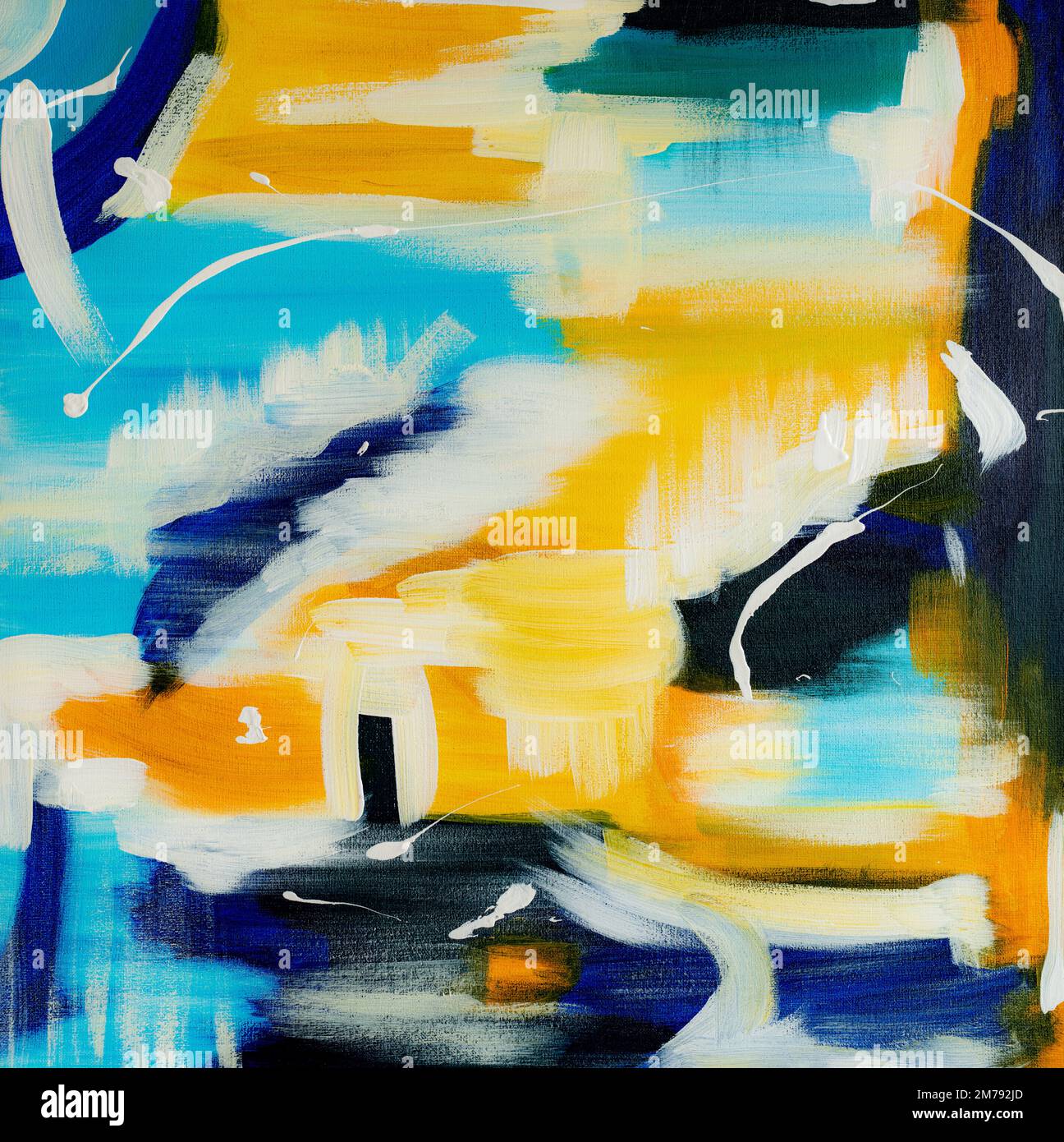 Abstraktes, modernes, zeitgenössisches Acrylgemälde auf Leinwand. Stockfoto