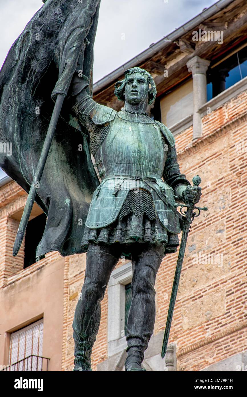 Statue Juan Bravo, Kommune in Segovia, Spanien Stockfoto