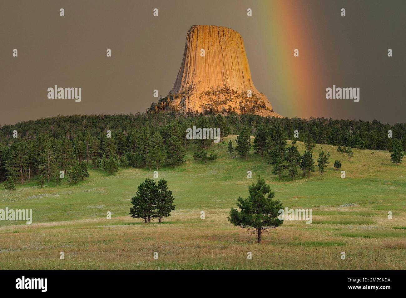 USA, Wyoming, Great Plains, Crook County, Devils Tower, Nationaldenkmal, Stockfoto