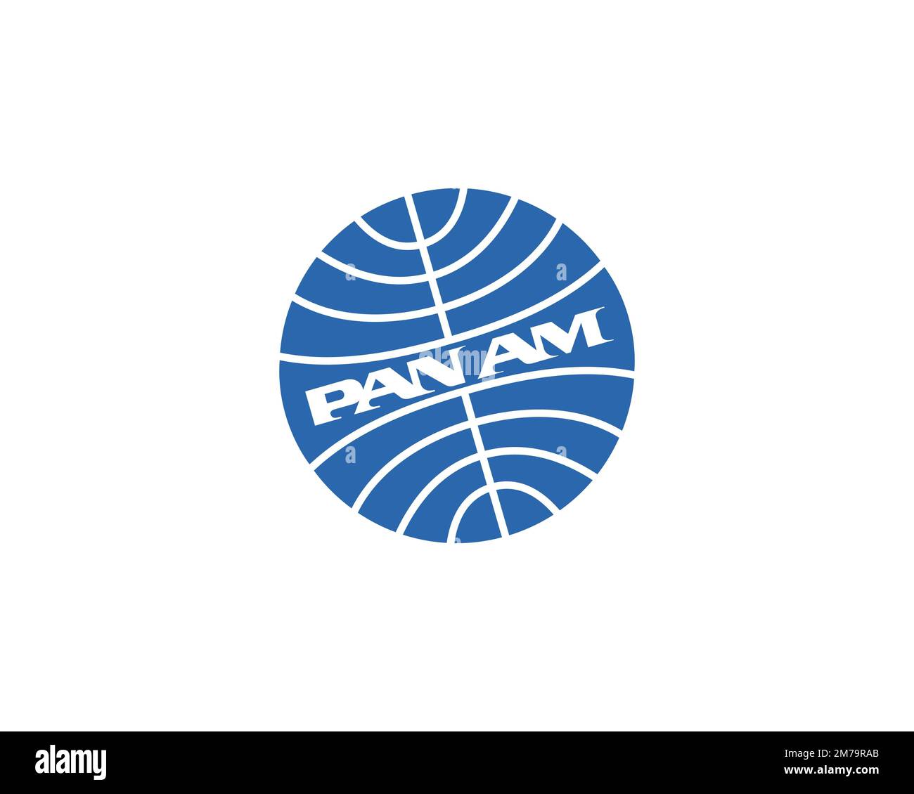 Pan American World Airways, gedrehtes Logo, weißer Hintergrund Stockfoto