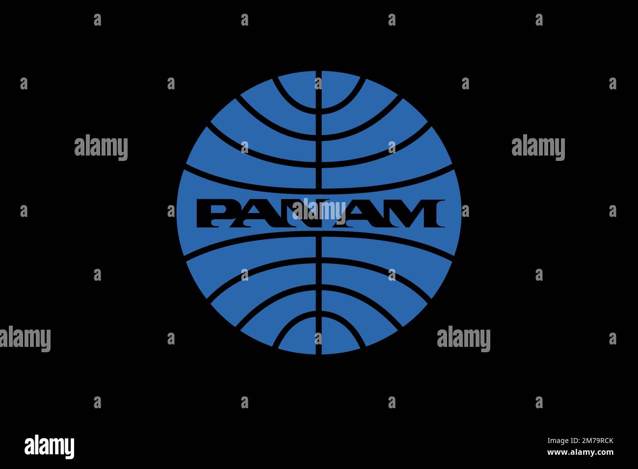 Pan American World Airways, Logo, schwarzer Hintergrund Stockfoto