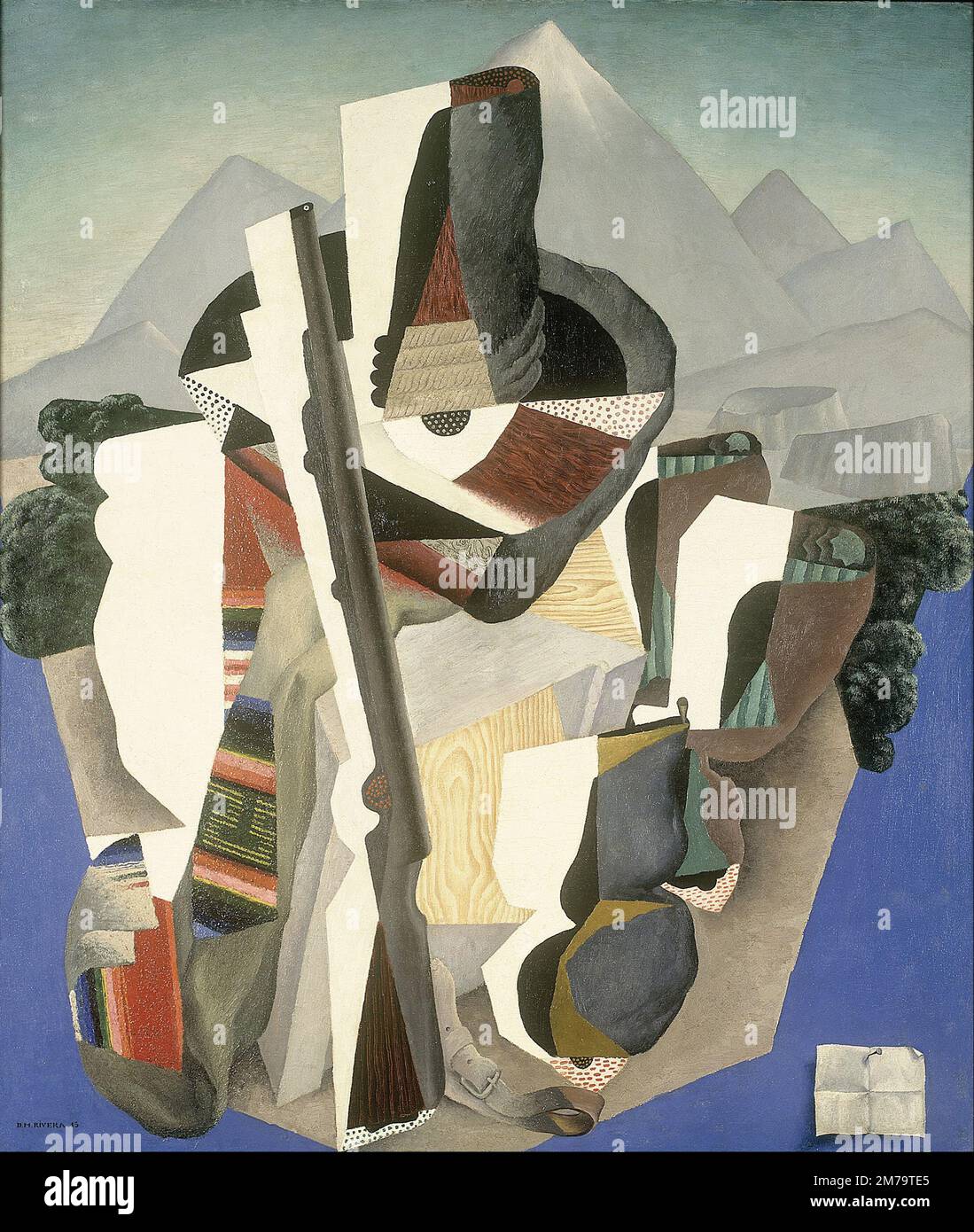 Landschaftsbild im Zapata-Stil, 1915, Gemälde von Diego Rivera Stockfoto