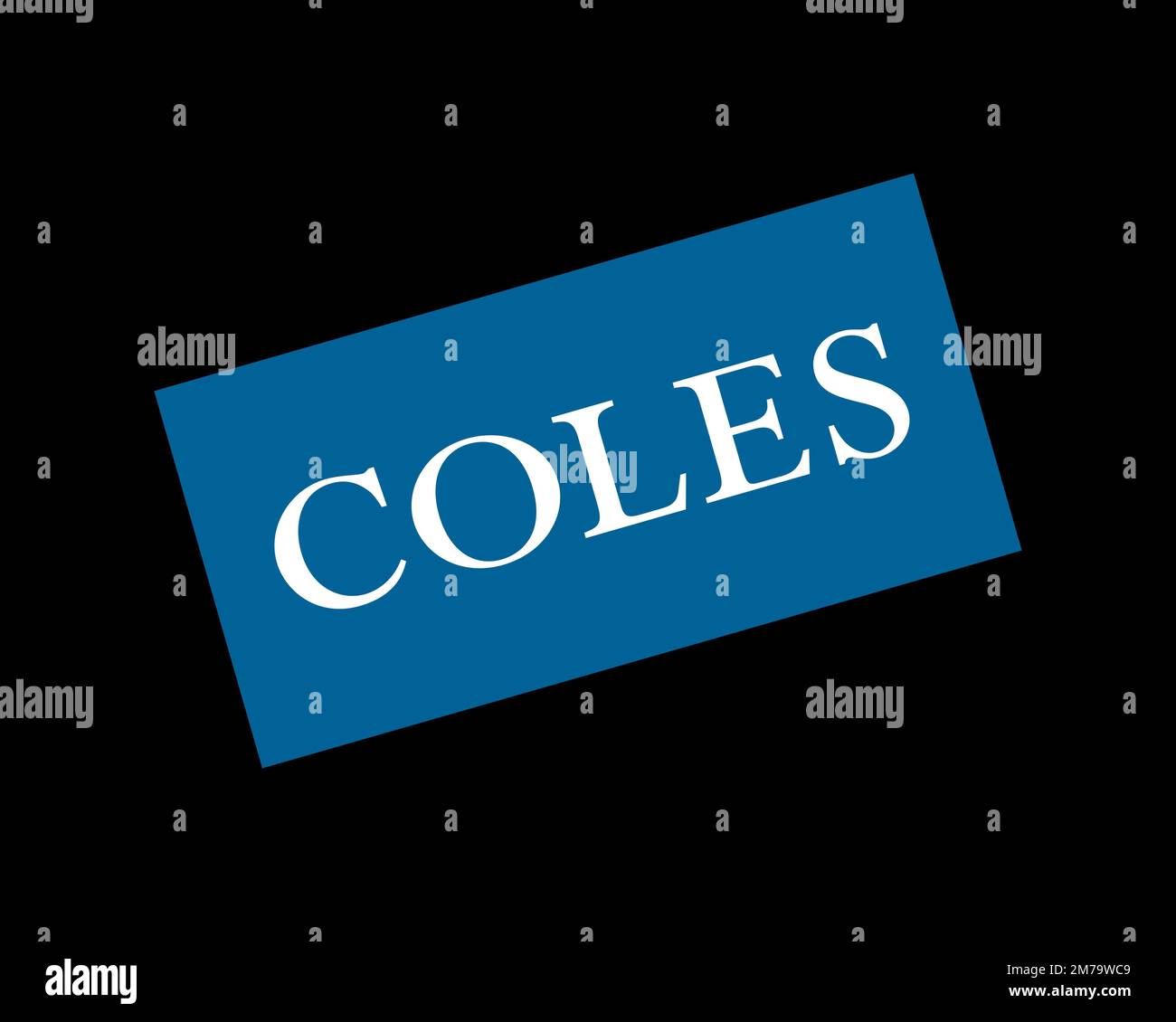 Coles Buchhandlung, gedrehtes Logo, schwarzer Hintergrund Stockfoto