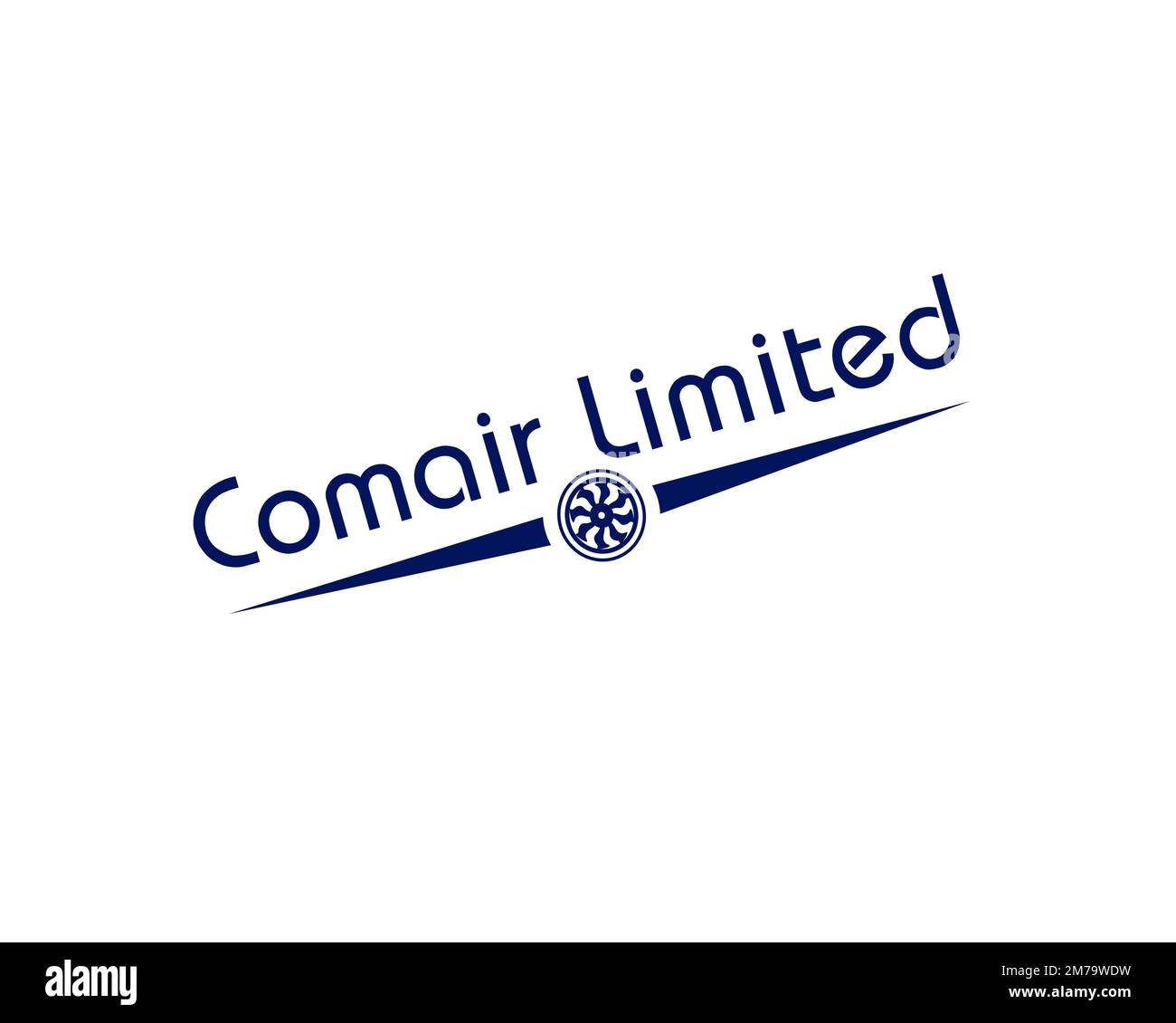 Comair Südafrika, Gedrehtes Logo, Weißer Hintergrund Stockfoto