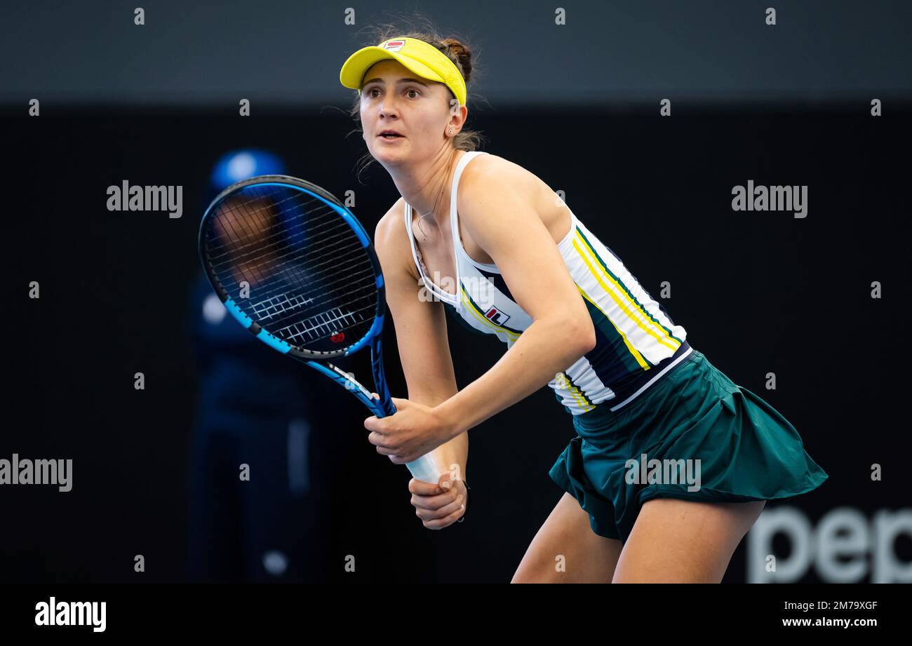 Irina-Camelia Begu von Rumänien in Aktion während des Halbfinales des Adelaide International 1, WTA 500-Tennisturniers 2023 am 7. Januar 2023 in Adelaide, Australien - Foto: Rob Prange/DPPI/LiveMedia Stockfoto