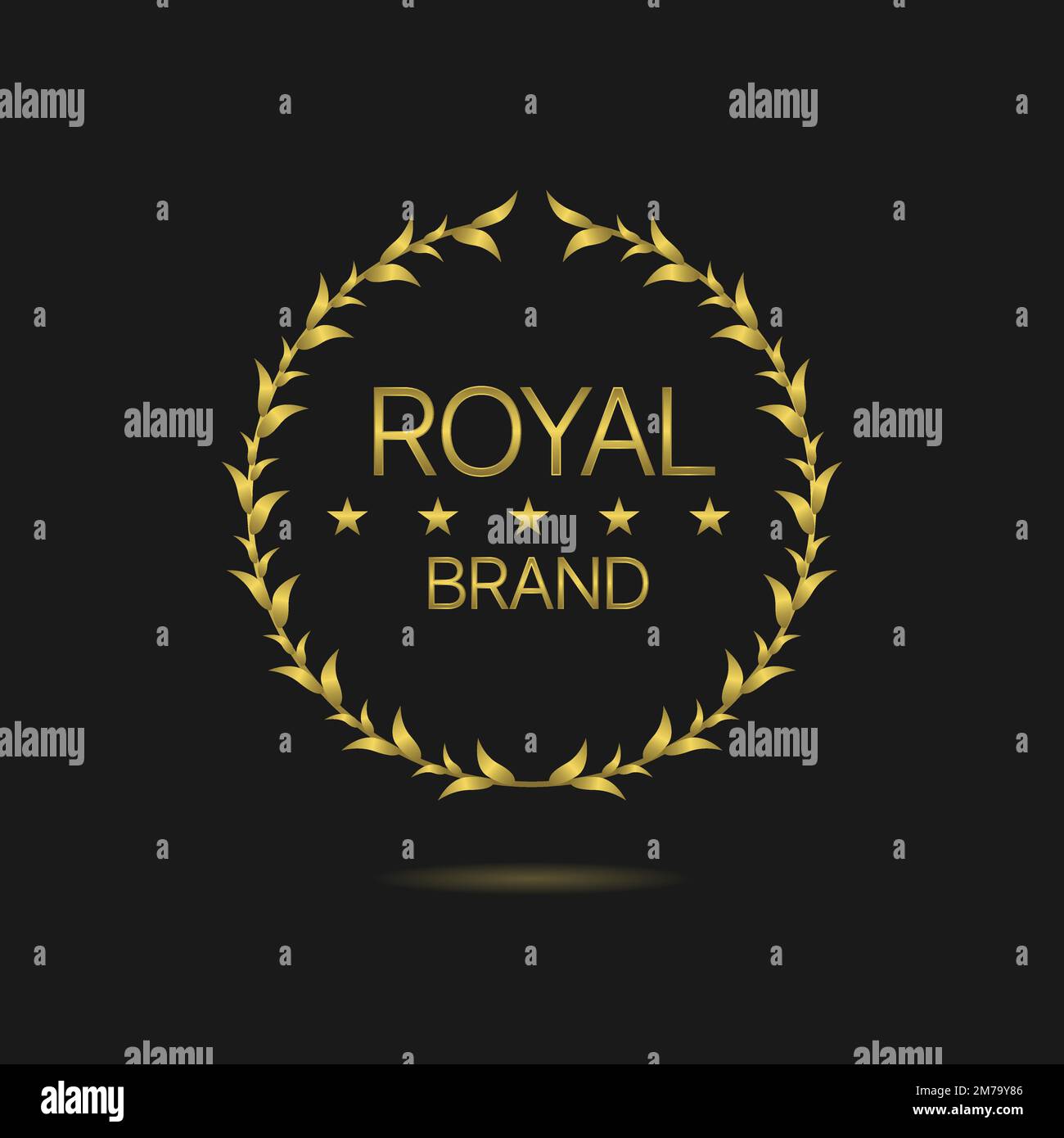 Königliche Marke Goldener Lorbeerkranz Vektoretikett Stock Vektor