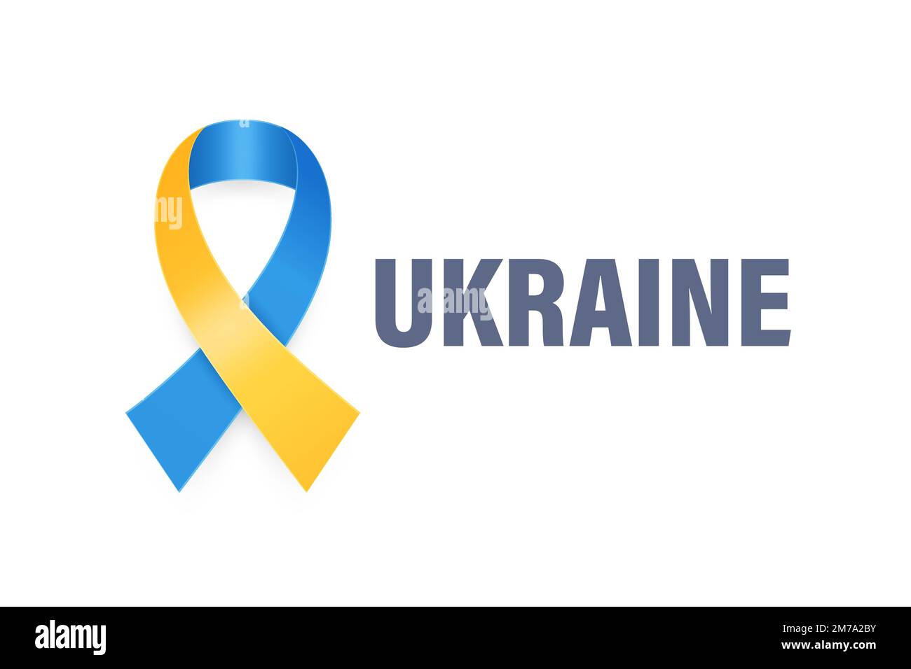 Ukrainisches Symbol. Antiwar-Symbol des Friedens – Blau- und Gelbes Seidenband auf weißem Hintergrund. Farben Der Ukrainischen Flagge. Kämpfen, Protestieren, Die Ukraine Unterstützen Stock Vektor