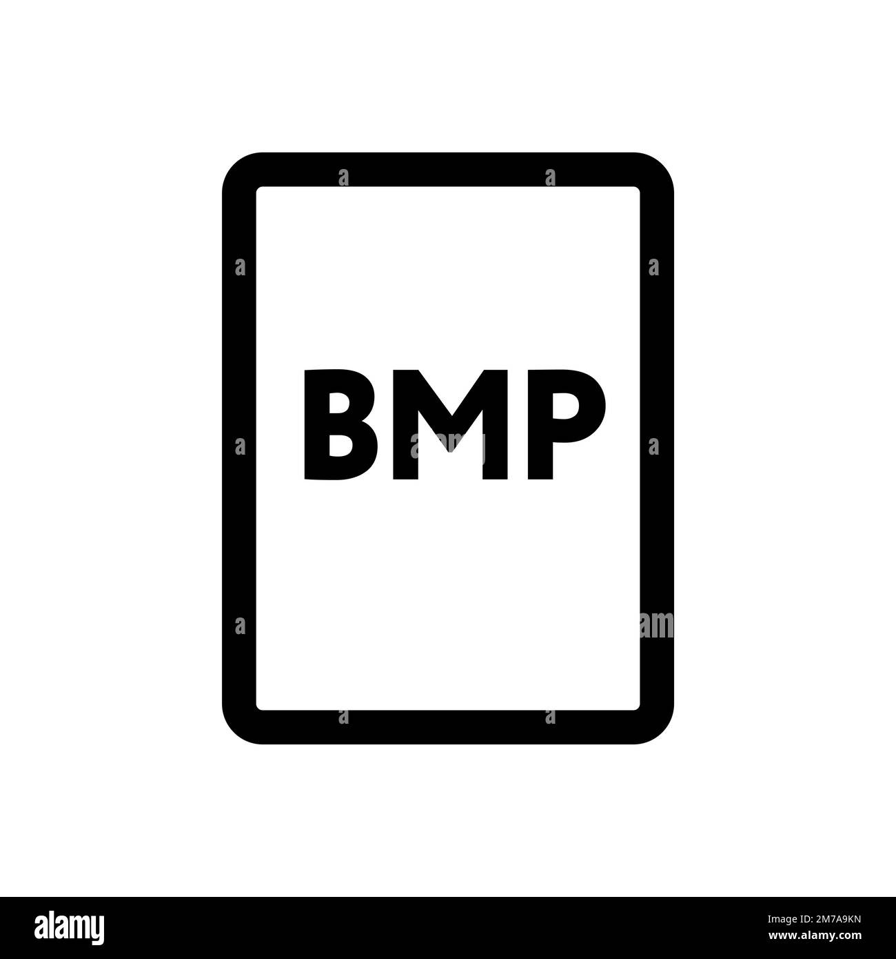 Symbolzeile der BMP-Datei isoliert auf weißem Hintergrund. Schwarzer ...