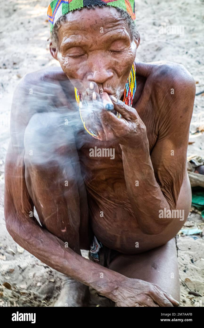 Gesichter der Welt: Buschmann der Kalihari Stockfoto