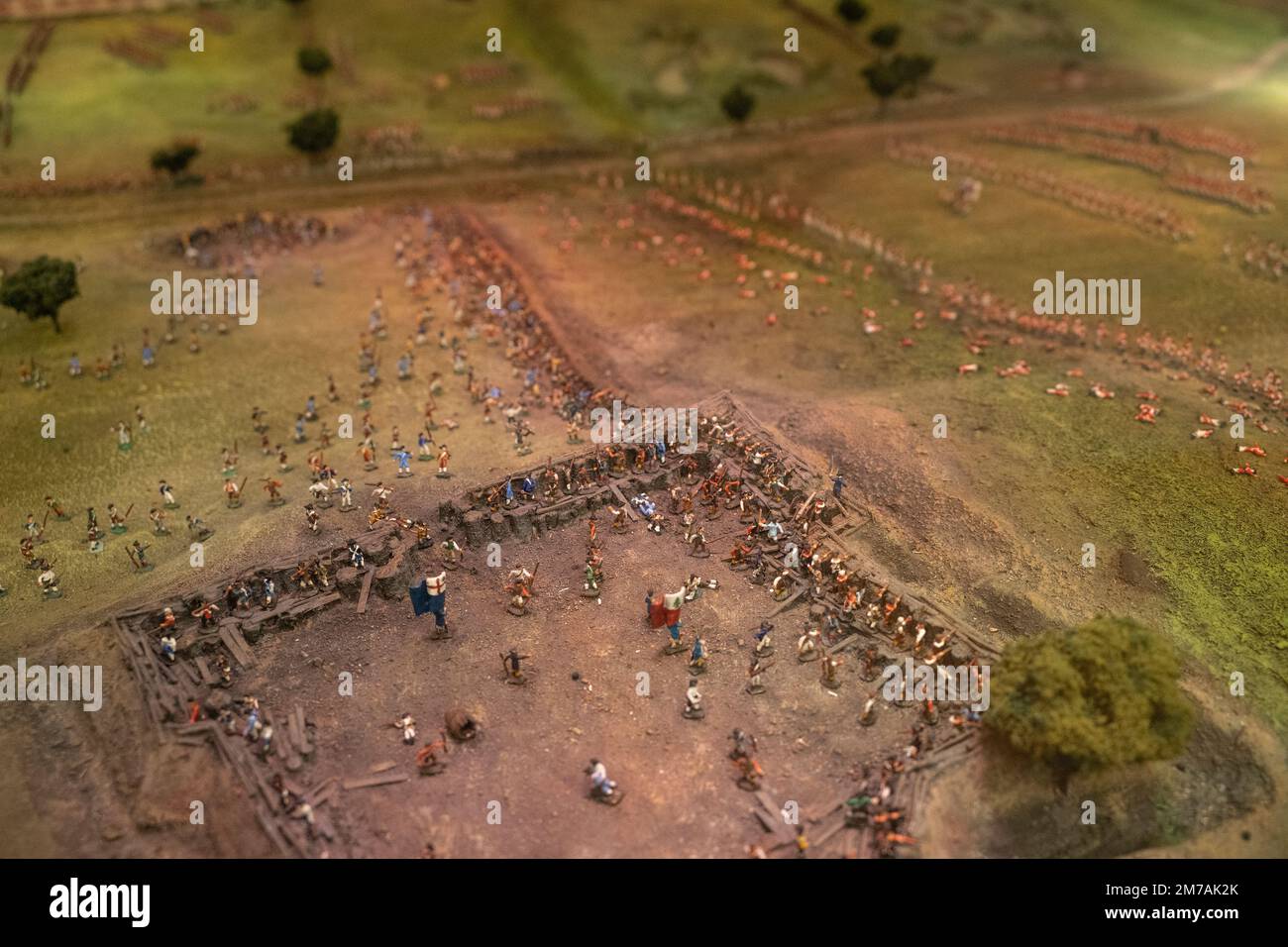 Diorama im Bunker Hill Museum, das das Schlachtfeld und den befestigten Breed's Hill zeigt Stockfoto