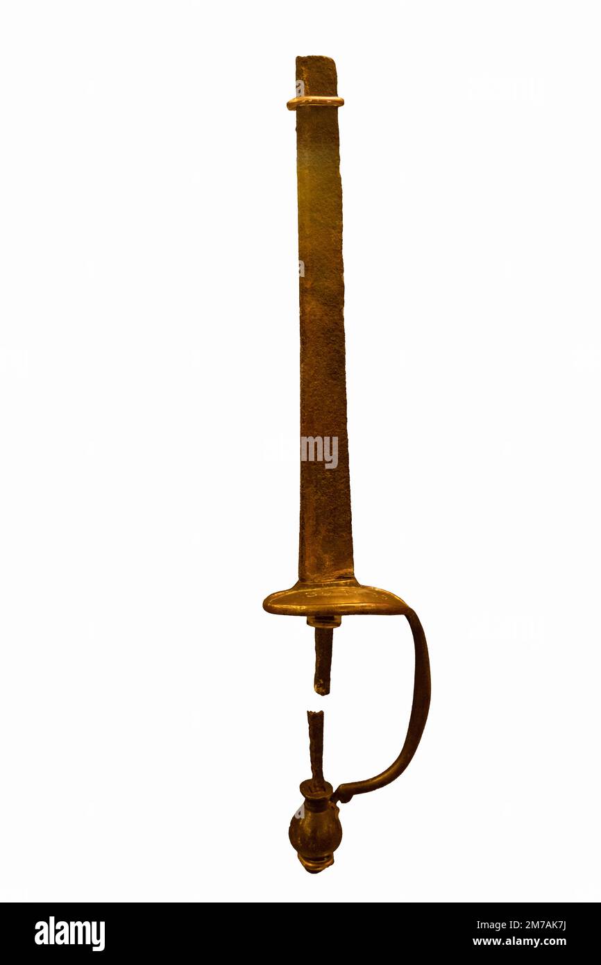 Das britische Soldatenschwert wurde auf dem Schlachtfeld in Bunker Hill benutzt Stockfoto