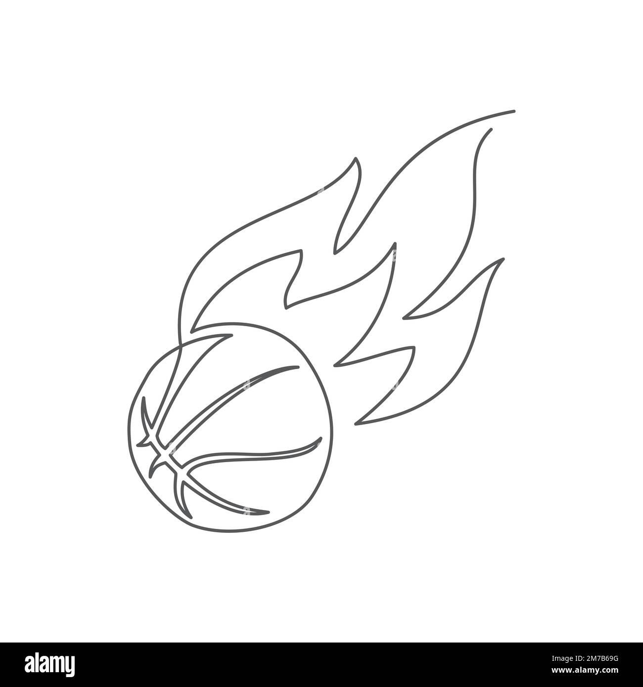 Basketball-Zeichnung mit einer Linie isoliert auf Weiß Stock Vektor