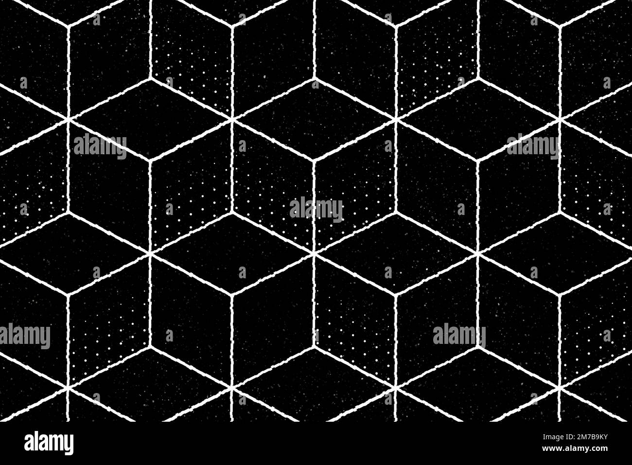 Nahtloses geometrisches 3D-kubisches Muster auf einem schwarzen Hintergrundvektor Stock Vektor