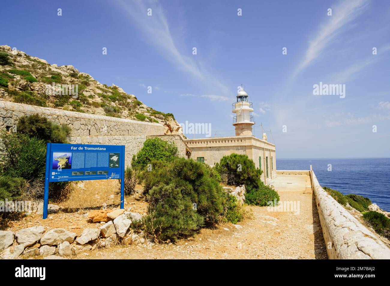 Faro de Tramuntana, año 1907. Parque Natural de Sa Dragonera. Isla Dragonera. Sierra de Tramuntana. Mallorca. Islas Baleares. Spanien. Stockfoto