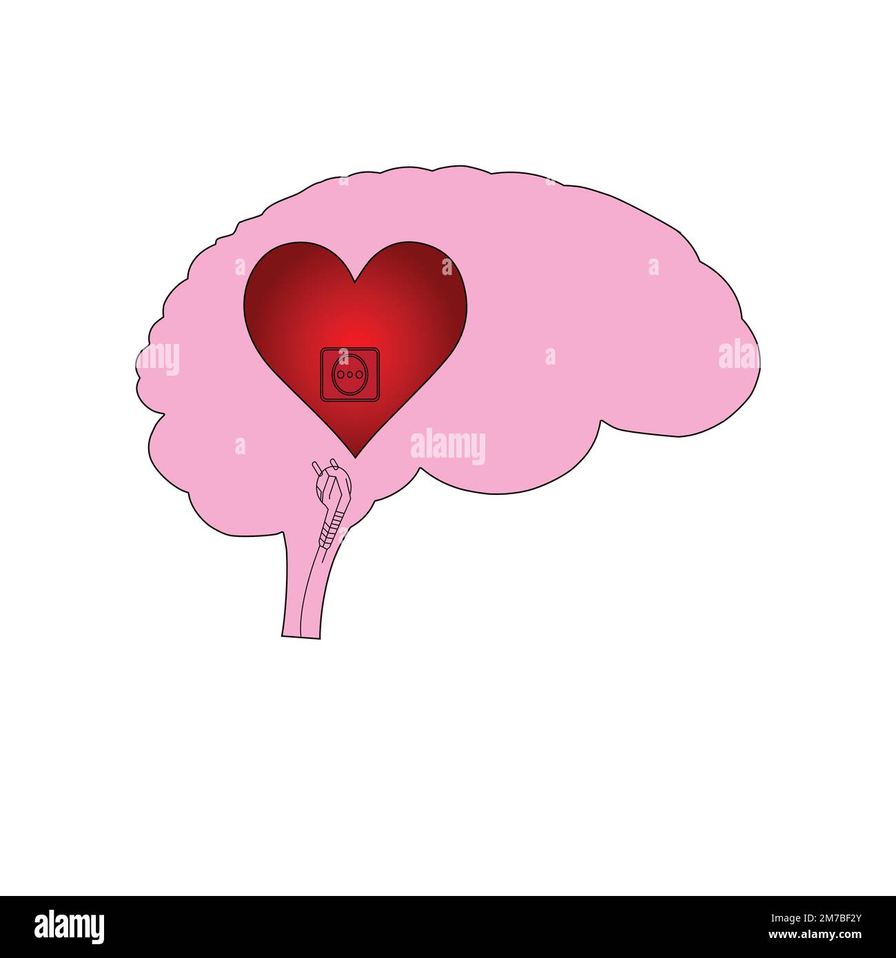 Gehirn mit Herz im Inneren, emotionale Intelligenz Stock Vektor