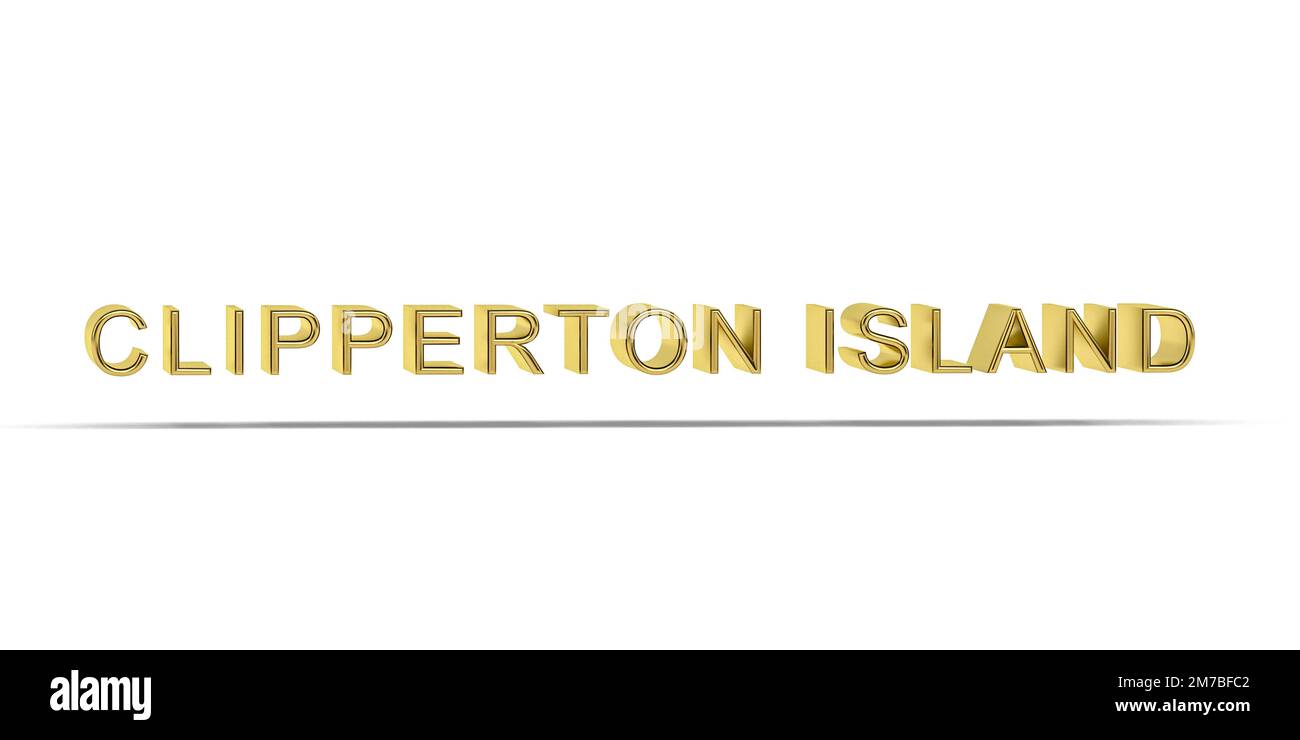 Goldene 3D Land Inschrift isoliert auf weißem Hintergrund - 3D Render Stockfoto