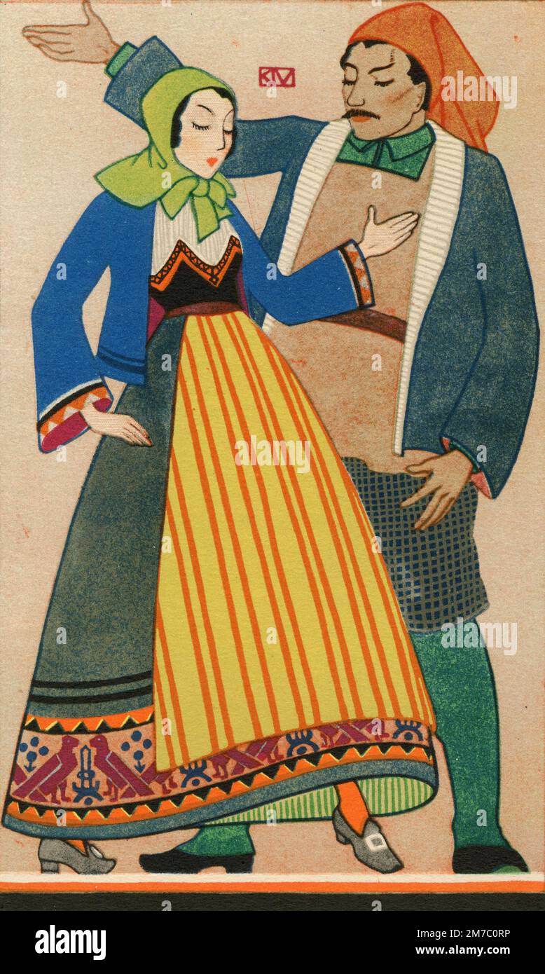 Bauernkostüm in Italien, Abbildung 1930er Stockfoto